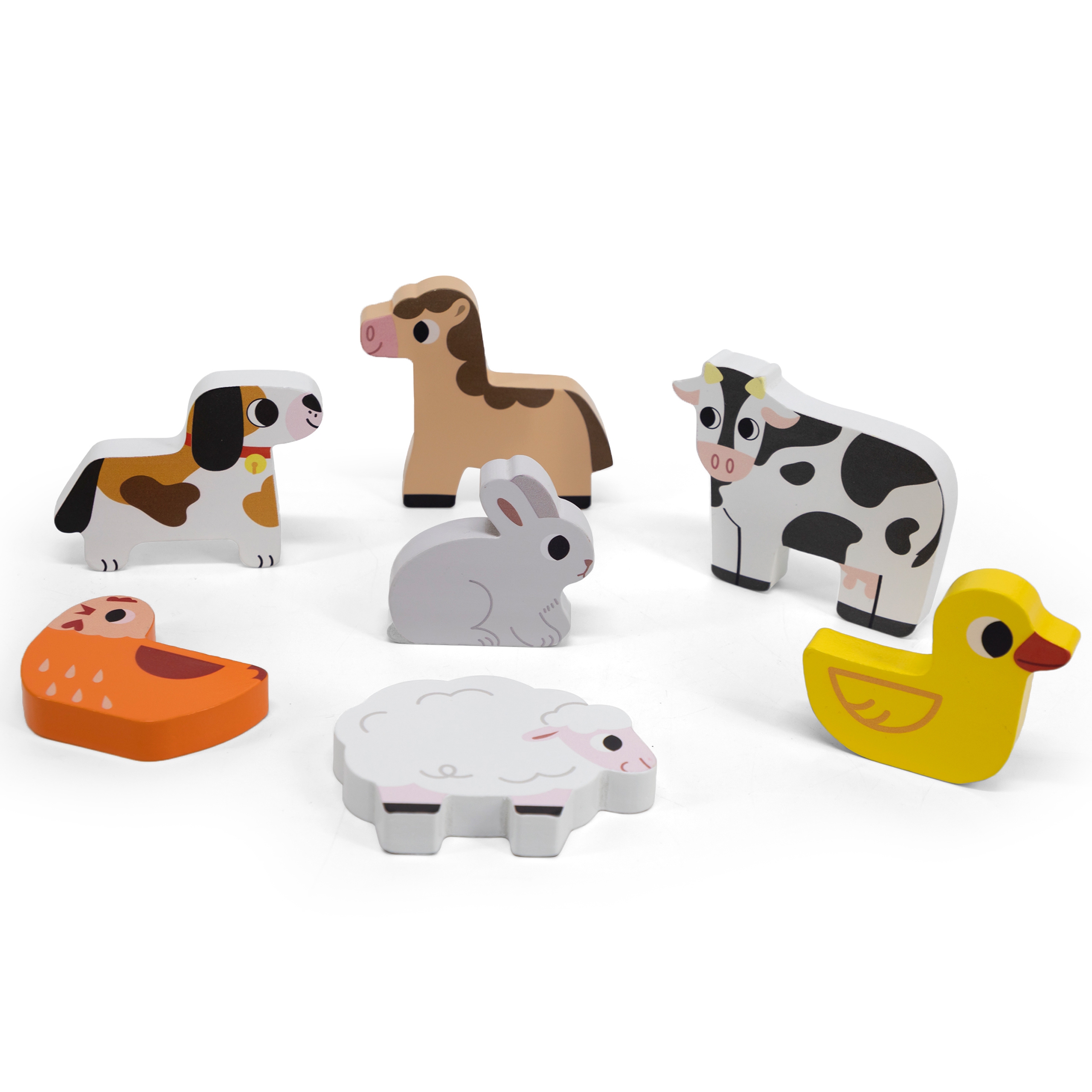 Drewniane puzzle układanka montessori 2w1 figurki farma