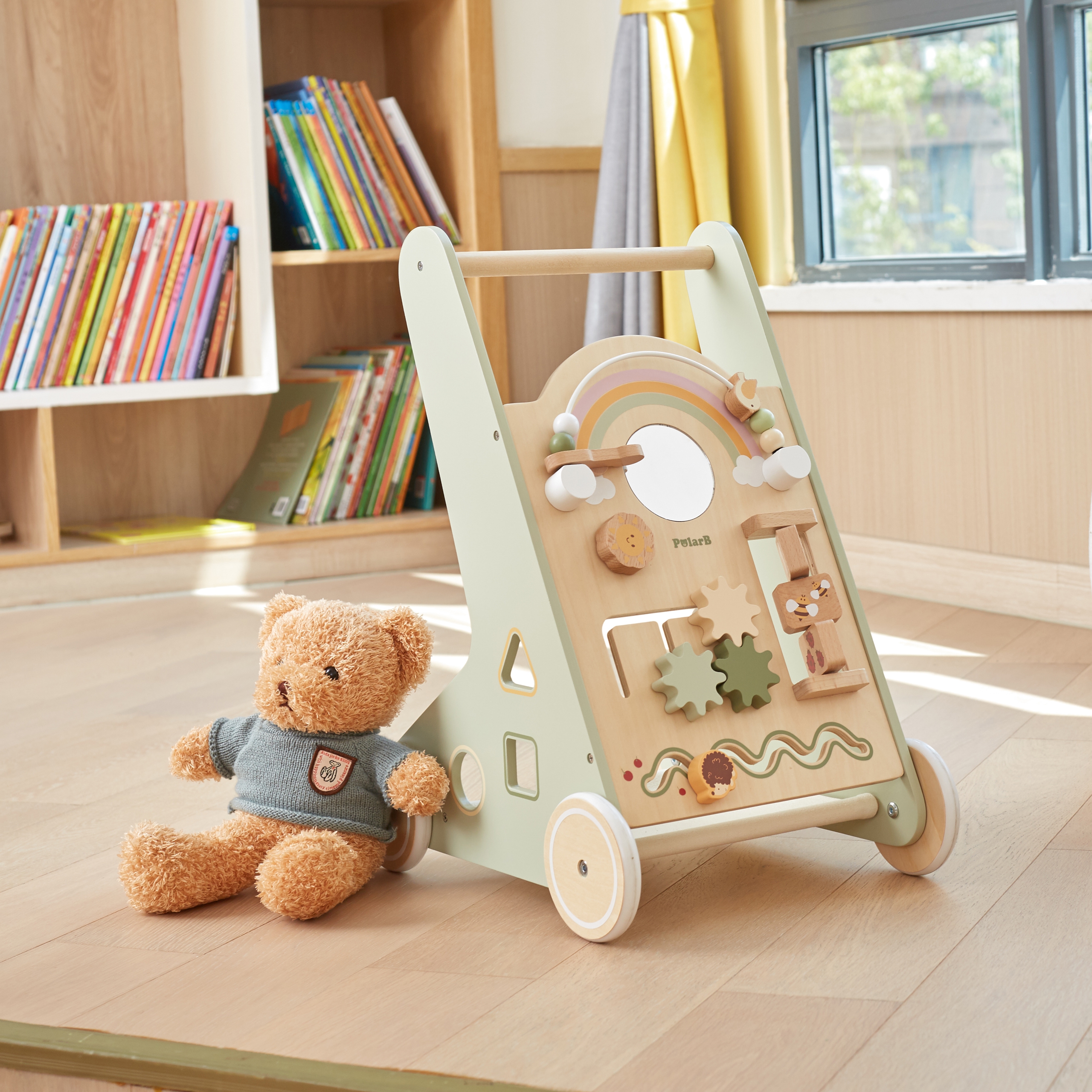 Polarb drewniany pchacz chodzik zielony edukacyjny