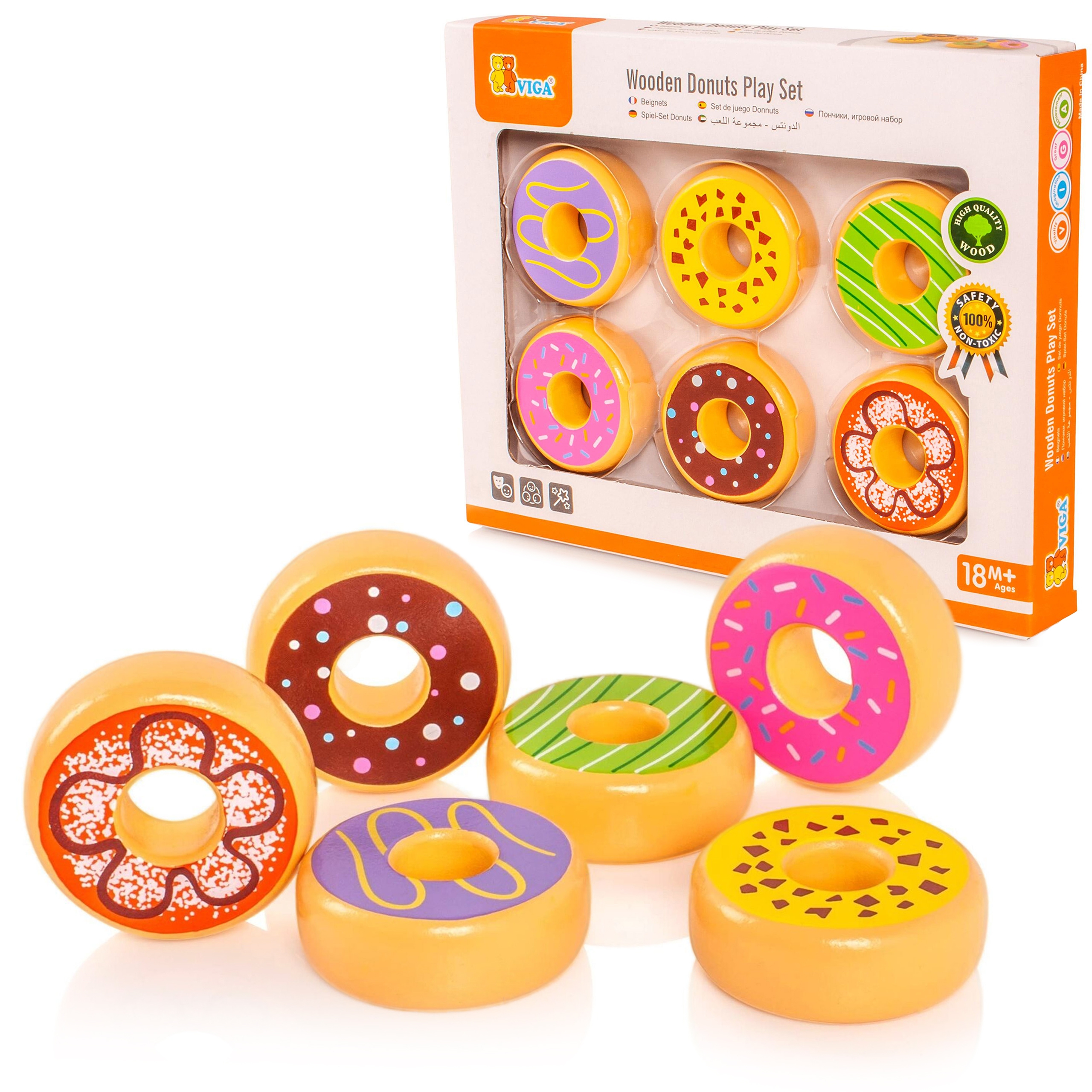 Słodka Drewniana Cukierenka - 6 pączków donat