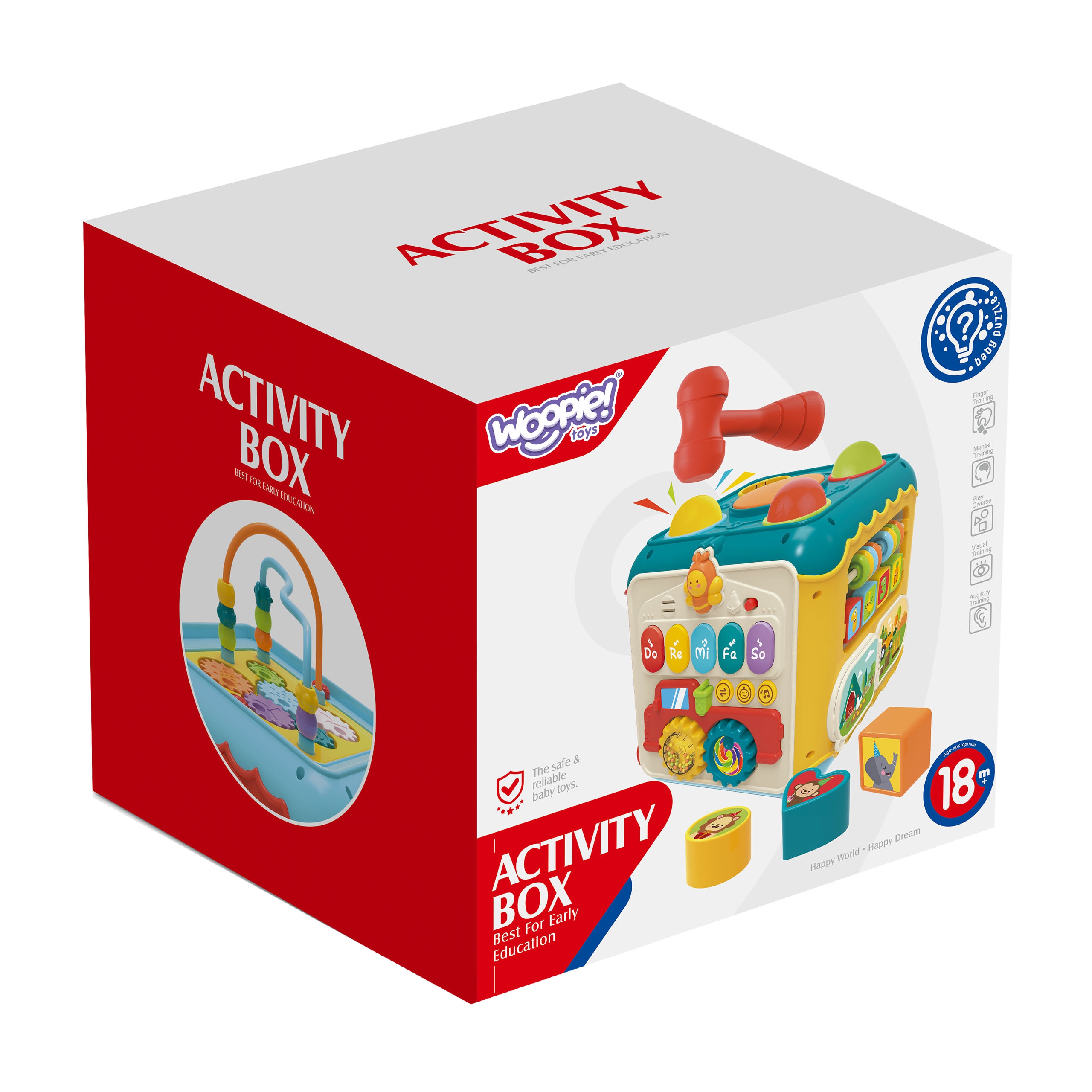 Wielofunkcyjna kostka aktywności montessori 6w1 - 18m+