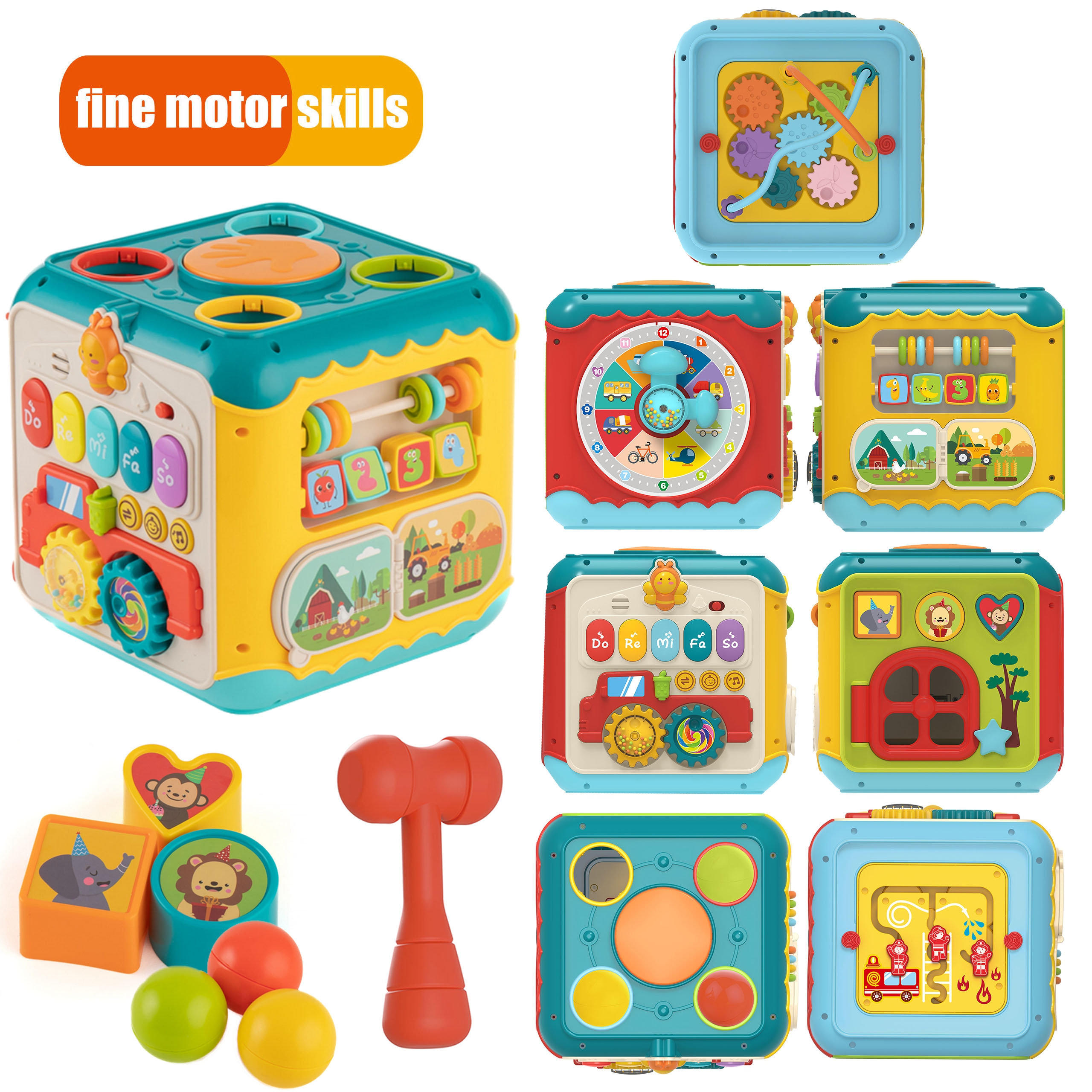 Wielofunkcyjna kostka aktywności montessori 6w1 - 18m+