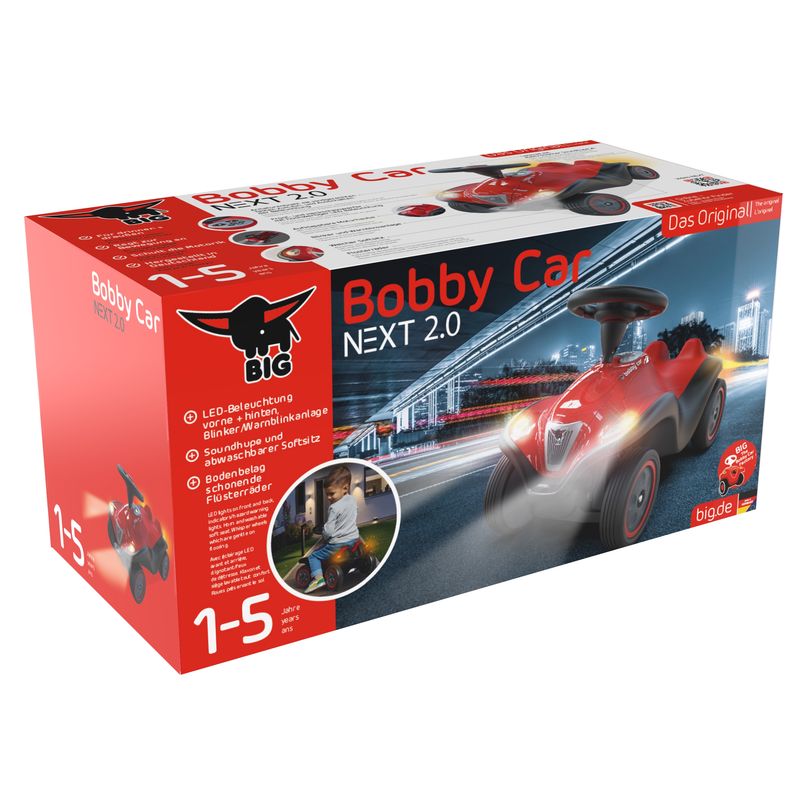 Bobby car next 2.0 czerwony światła led