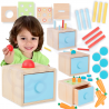 Tooky Toy Drewniana Kostka Edukacyjna Szuflada Pudełko Montessori Sorter Nauka Kolorów 4w1