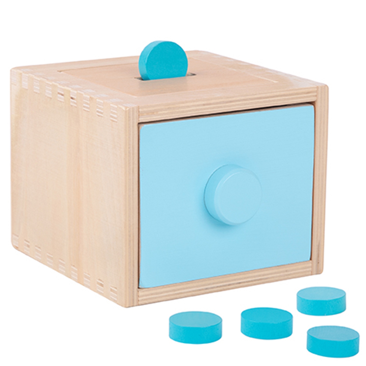 Tooky Toy Drewniana Kostka Edukacyjna Szuflada Pudełko Montessori Sorter Nauka Kolorów 4w1  3 szt.