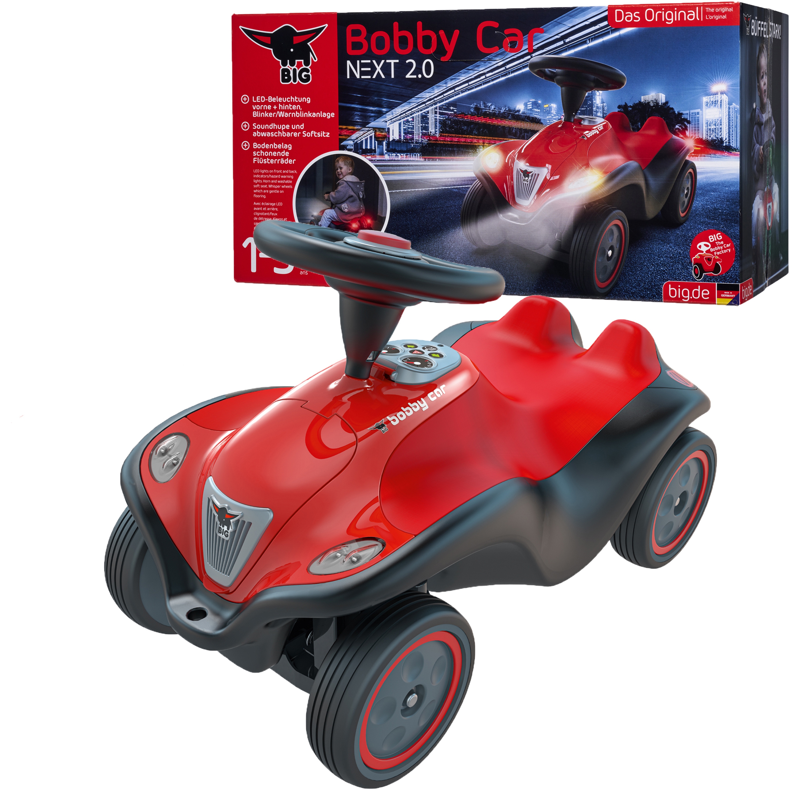 Bobby car next 2.0 czerwony światła led
