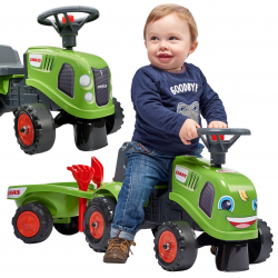 FALK Traktorek Baby Mac Cormick Czerwony z Przyczepką + akc. od 12 miesięcy