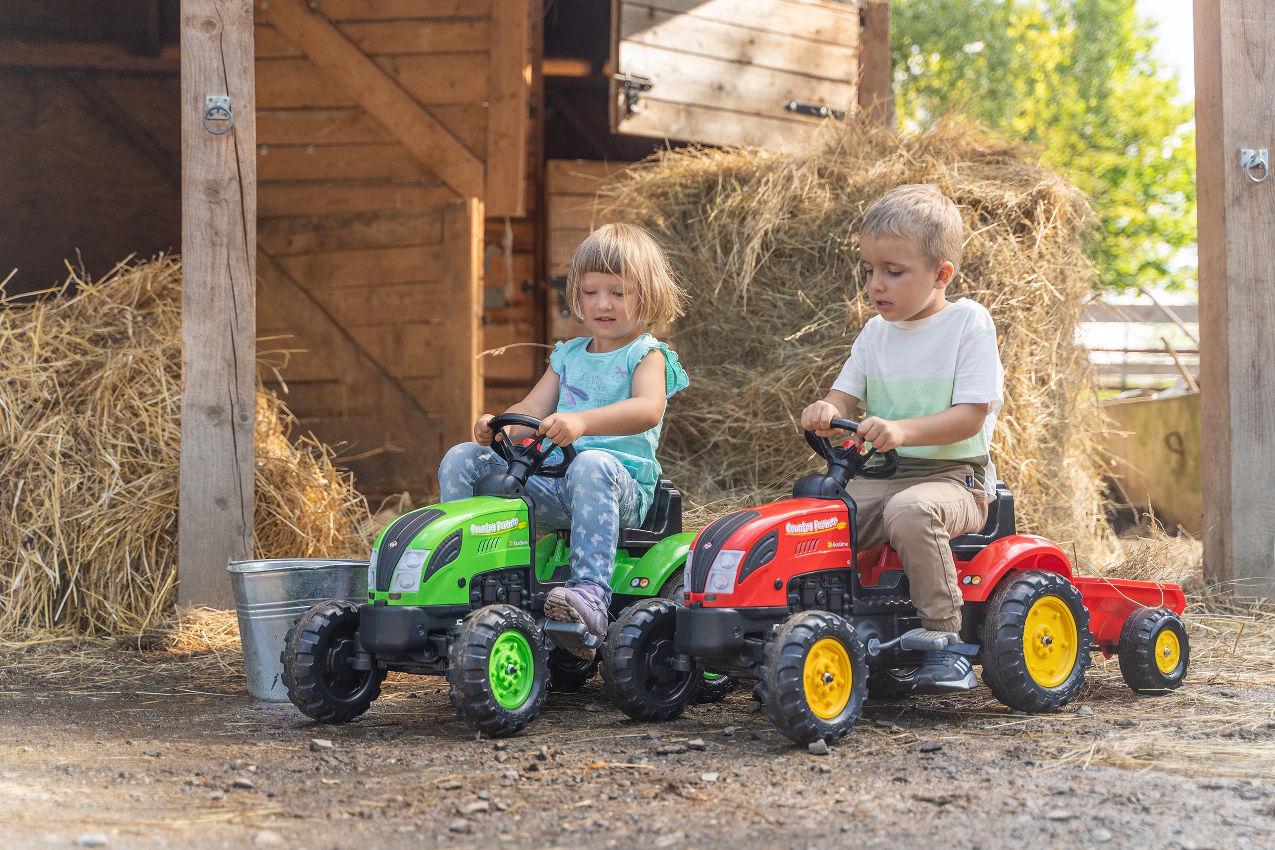 Country farmer traktorek na pedały z przyczepką zielony 2-5 lat