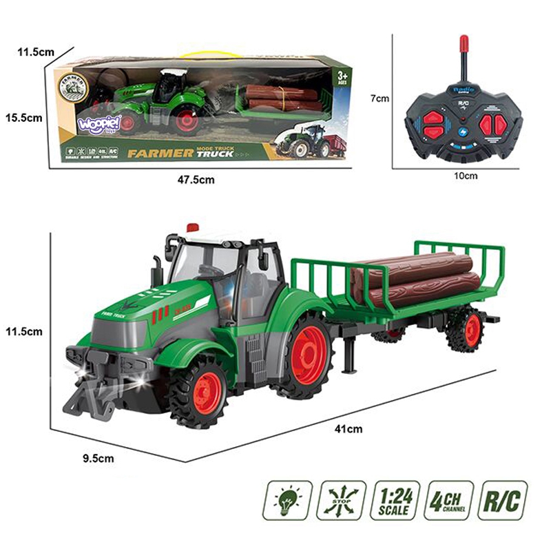 Traktor z przyczepą na pilota sterowany rc - skala 1:24