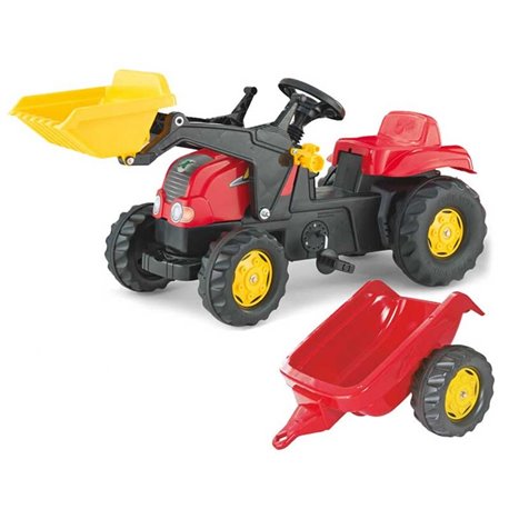 Rolly Toys Traktor Kid czerwony z łyżką i przyczepą