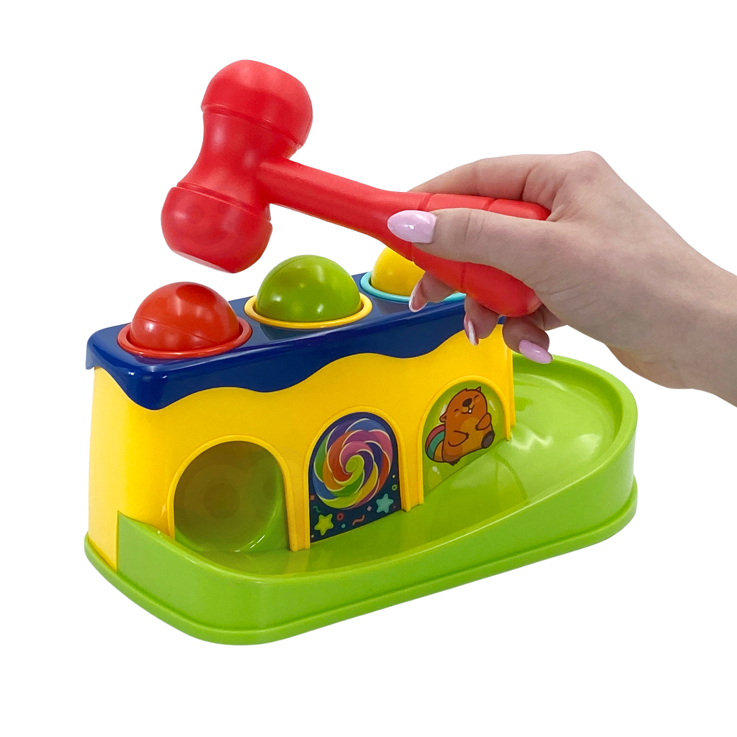 Kolorowa przebijanka wbijanka z młoteczkiem montessori