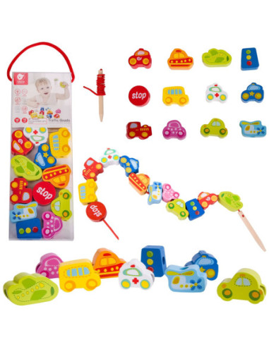 CLASSIC WORLD Drewniane Koraliki Ruch Drogowy 13 elementów