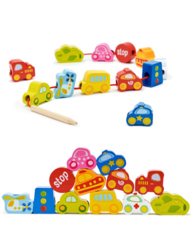 CLASSIC WORLD Drewniane Koraliki Ruch Drogowy 13 elementów