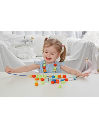 CLASSIC WORLD Drewniane Koraliki Do Nawlekania 96 elementów