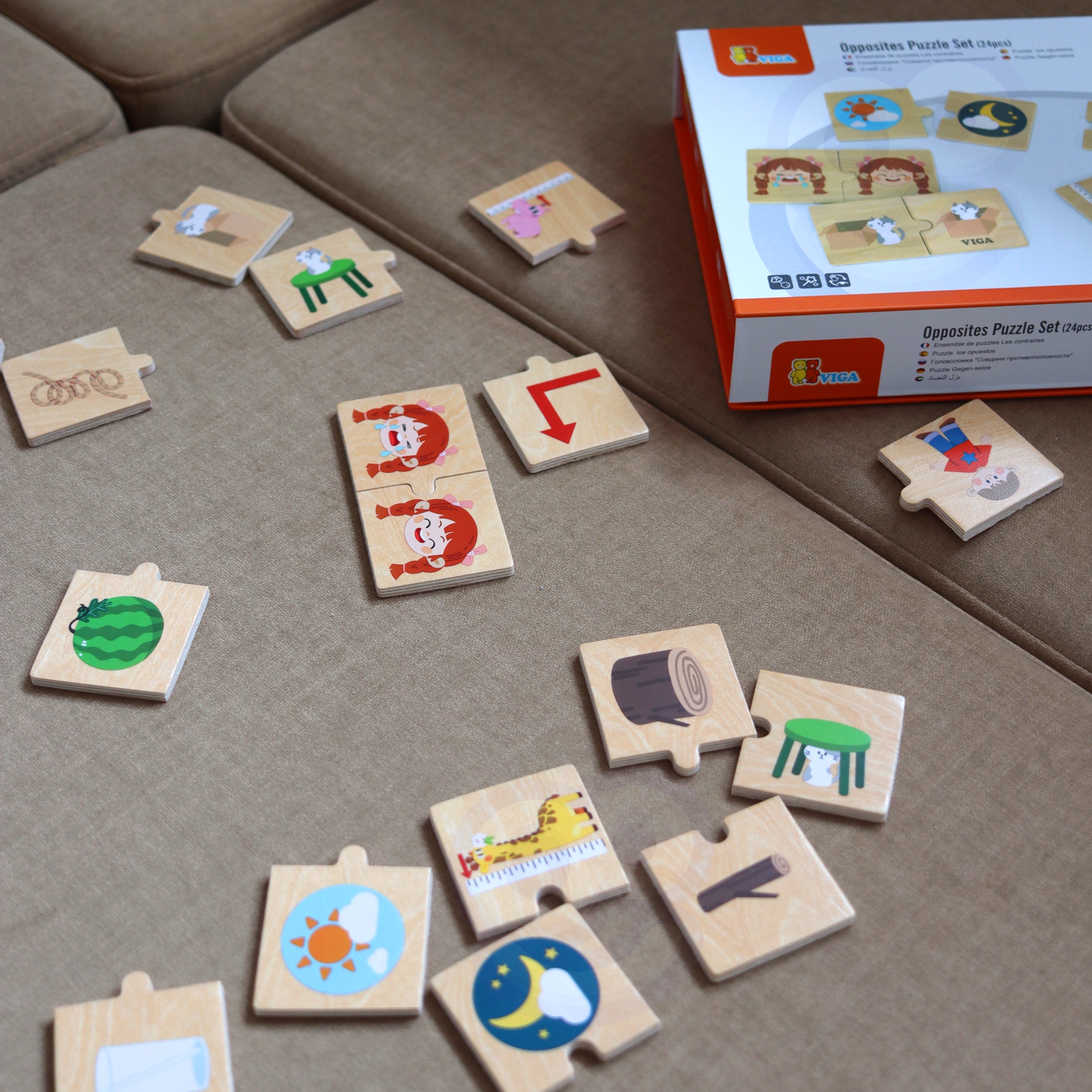 Drewniana układanka puzzle przeciwieństwa