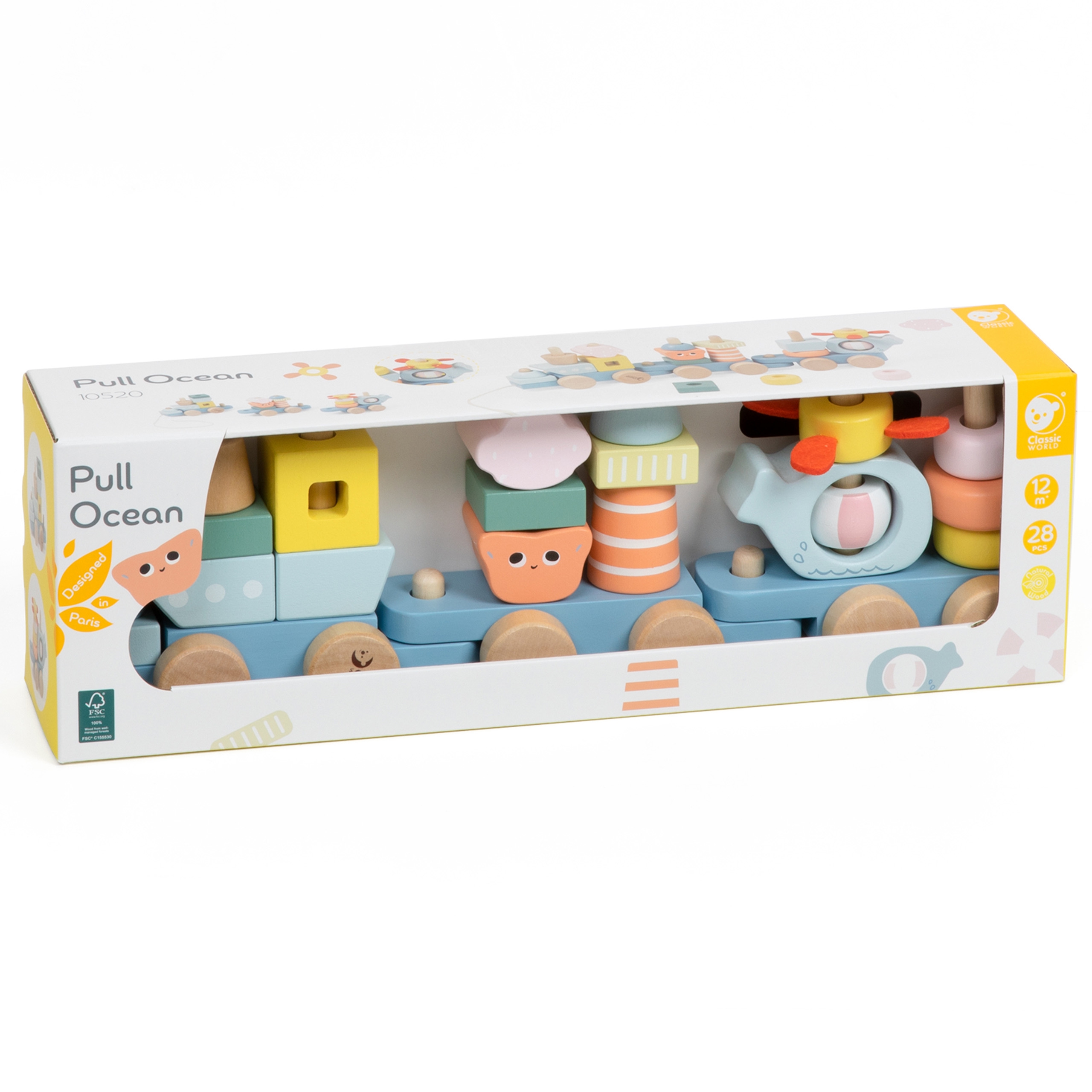 Montessori kolejka ocean drewniana układanka
