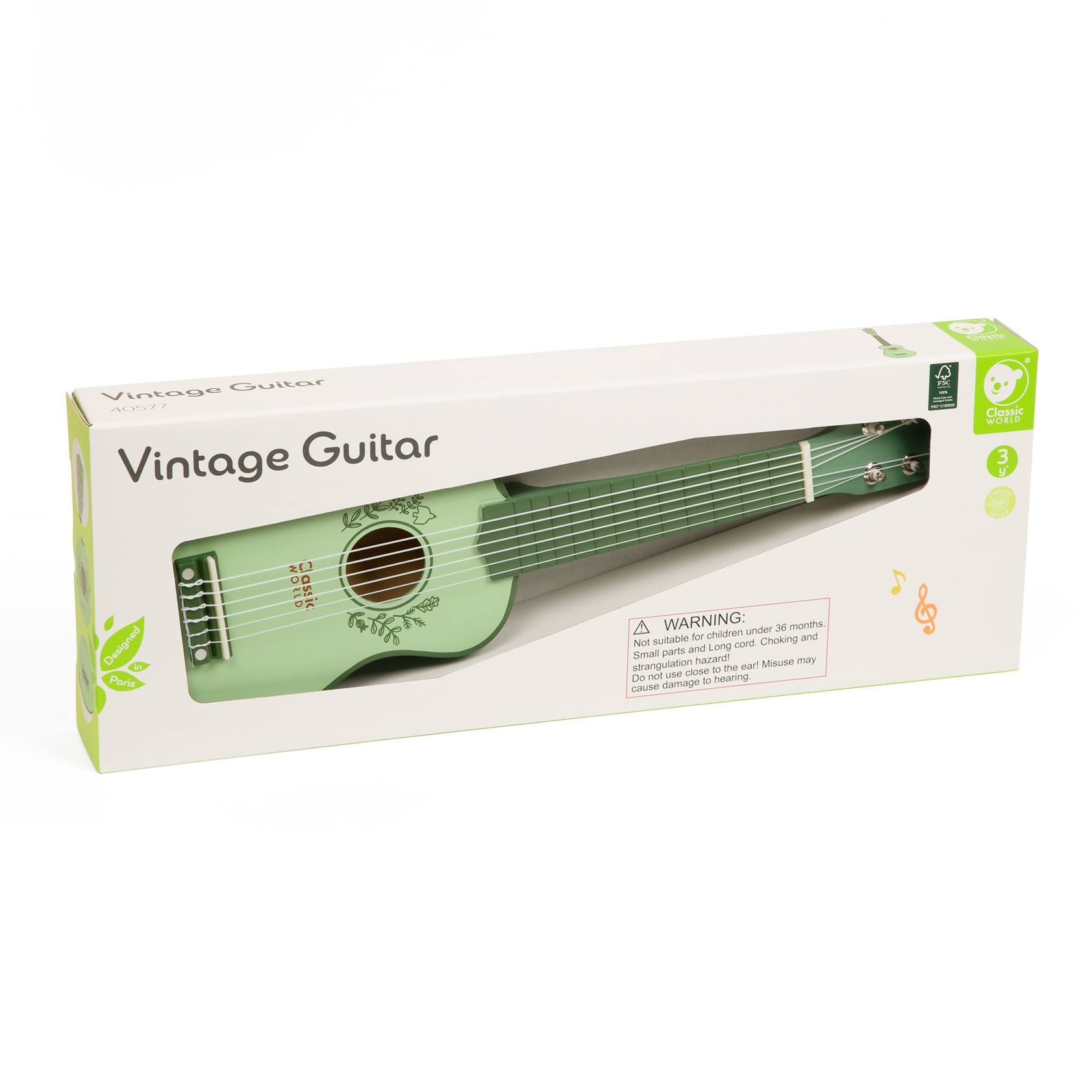 Drewniana gitara vintage dla dzieci 3+