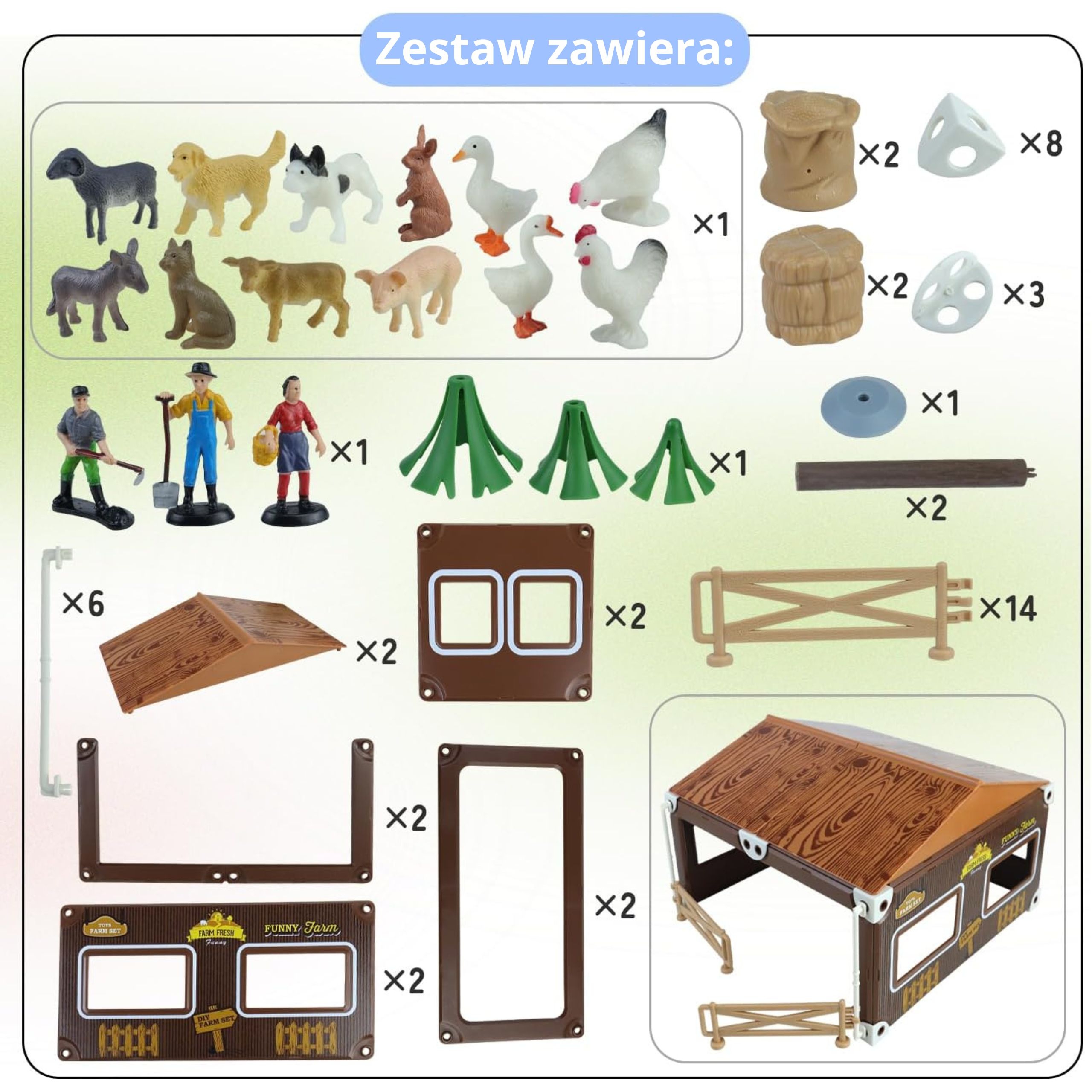 Zestaw mały rolnik farma zagroda + zwierzęta i akcesoria