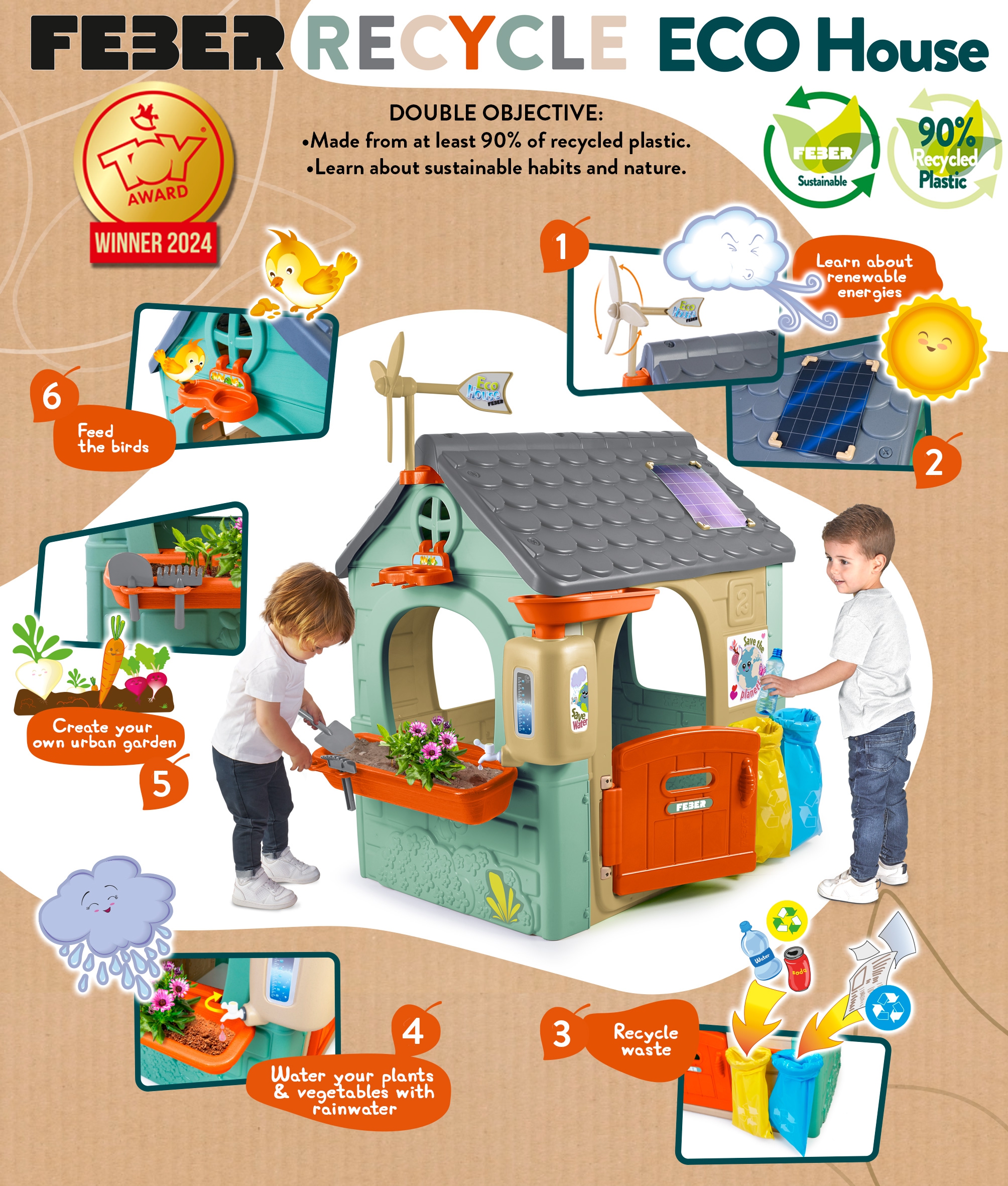 Domek ogrodowy recycle eco segregacja odpadów zielona energia