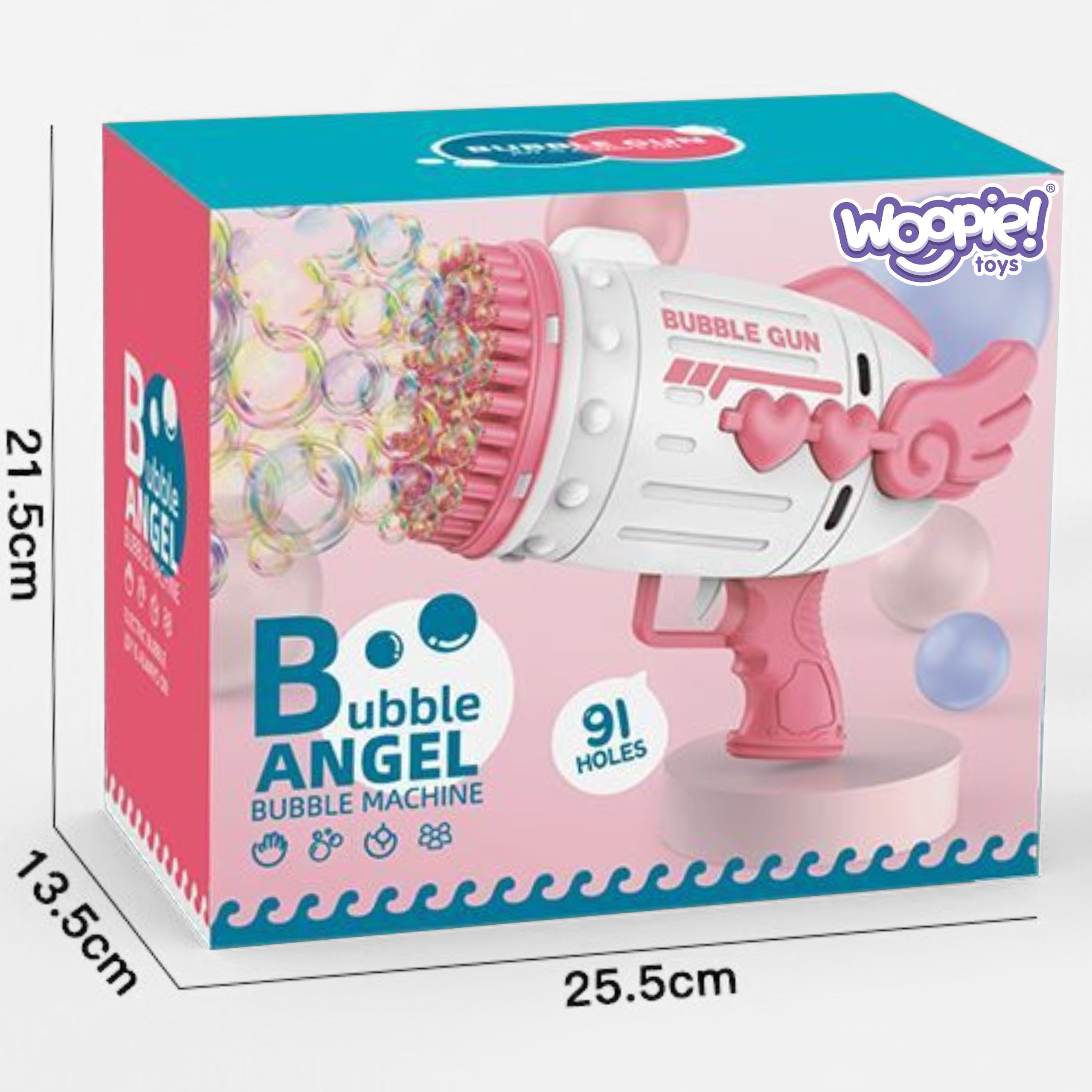 Pistolet do robienia baniek mydlanych 91 otworów różowy