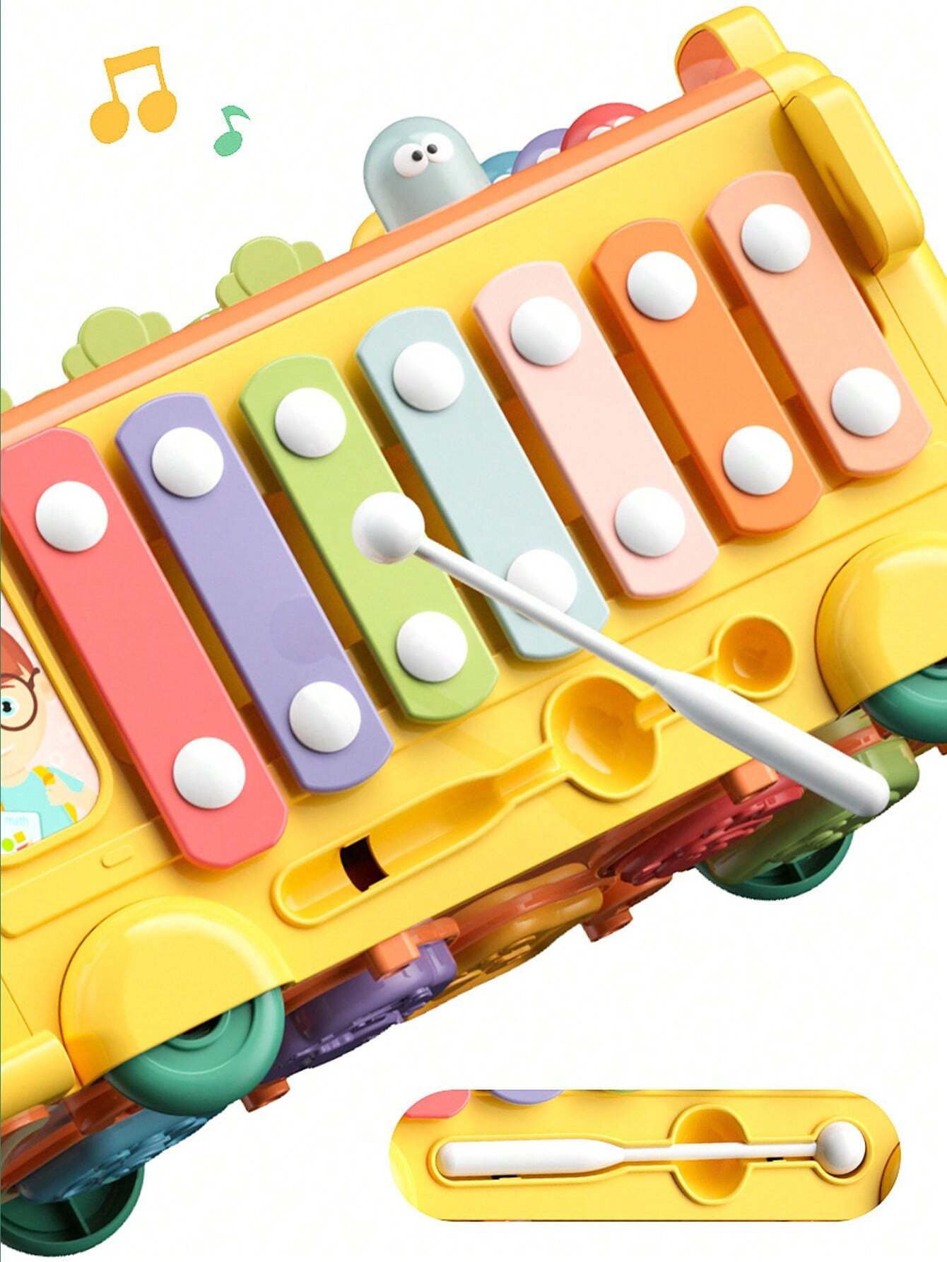 Interaktywny autobus montessori edukacyjny 6w1 młoteczek cymbałki +18 m