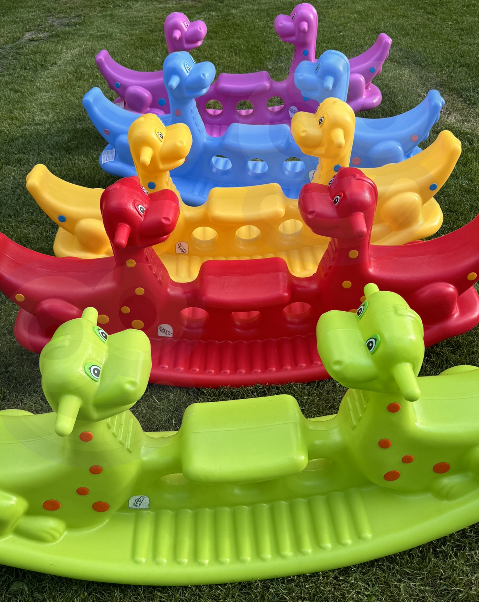 Bujak wieloosobowy dino huśtawka równoważna żółta