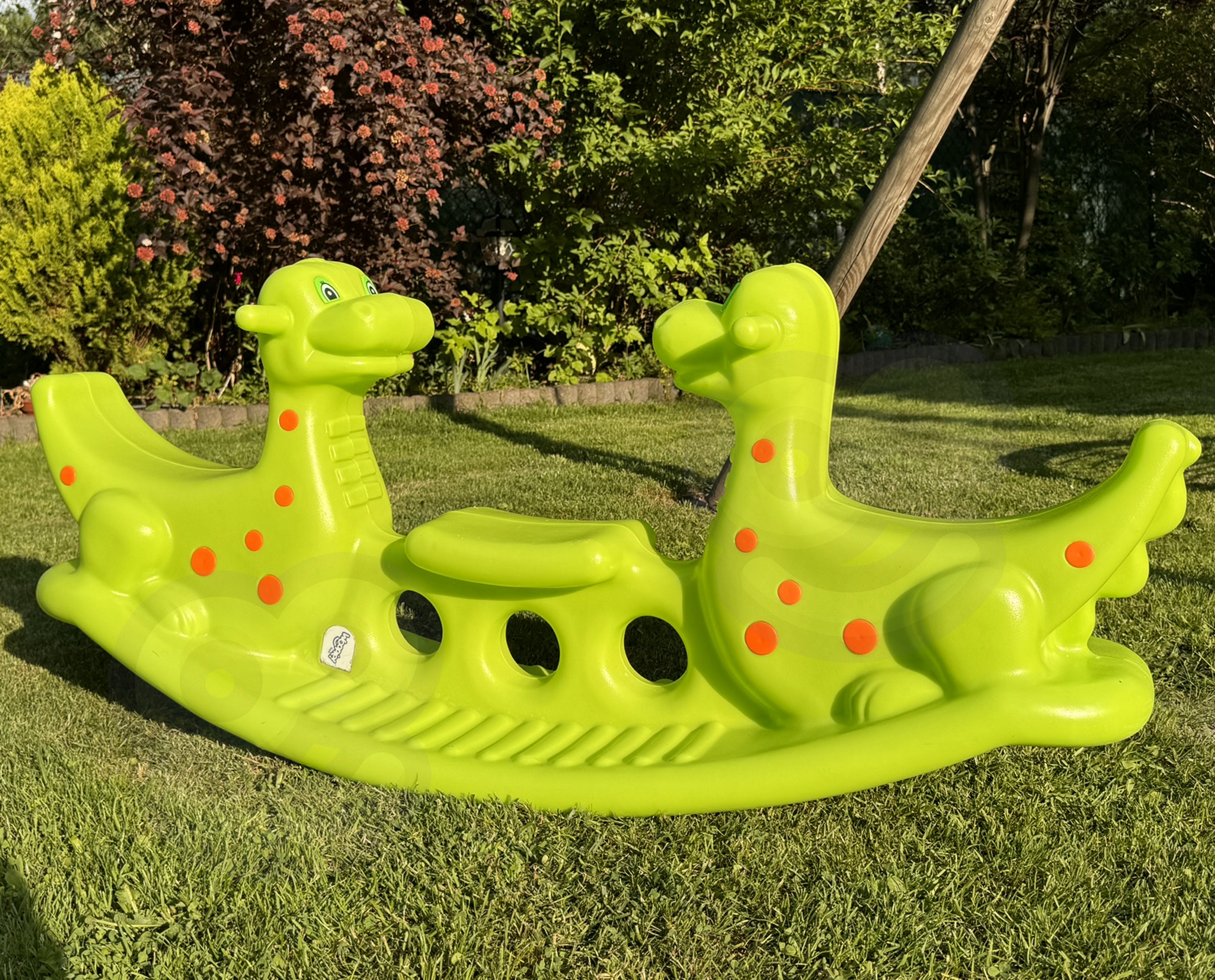 Bujak wieloosobowy dino huśtawka równoważna zielona