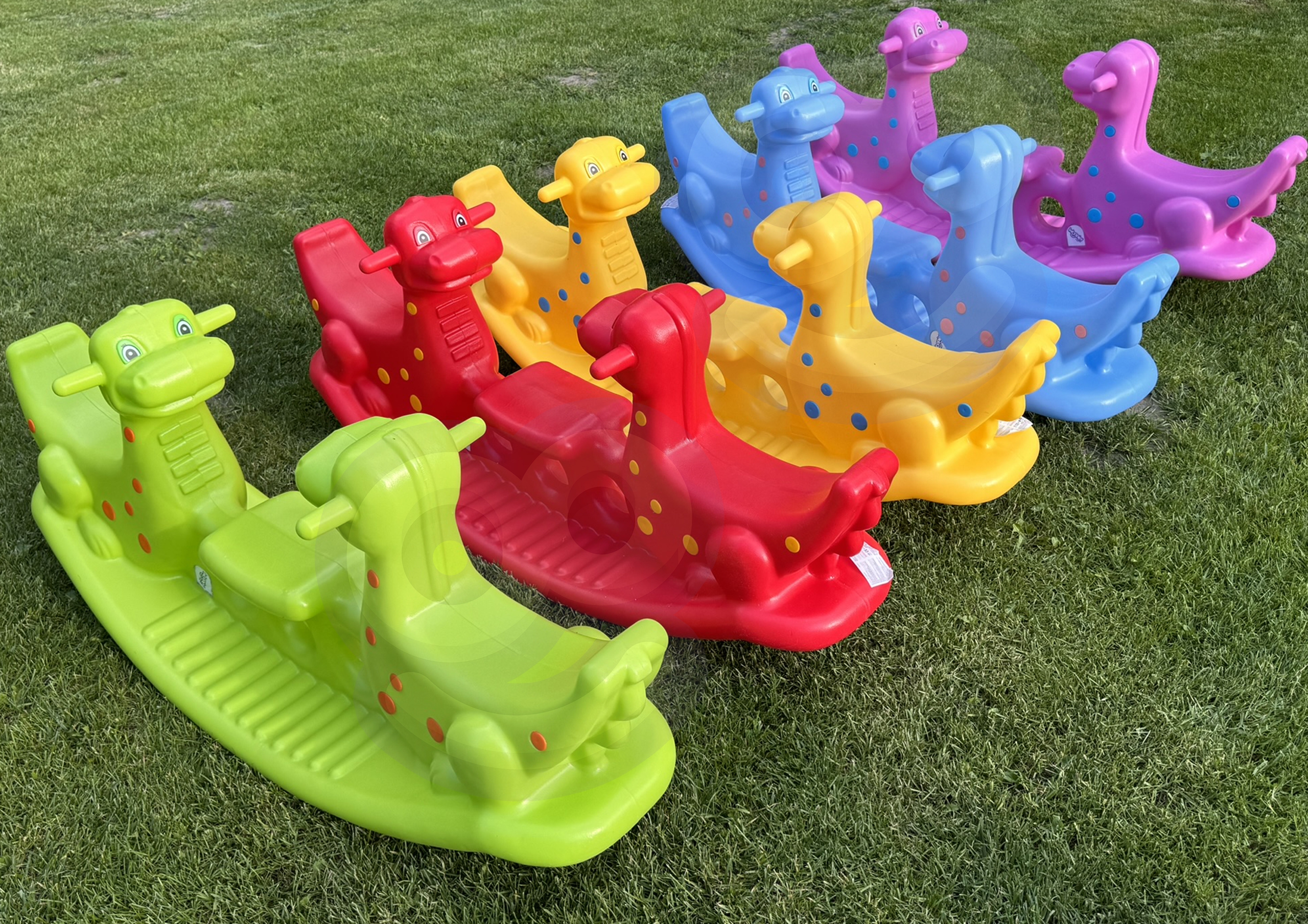 Bujak wieloosobowy dino huśtawka równoważna zielona