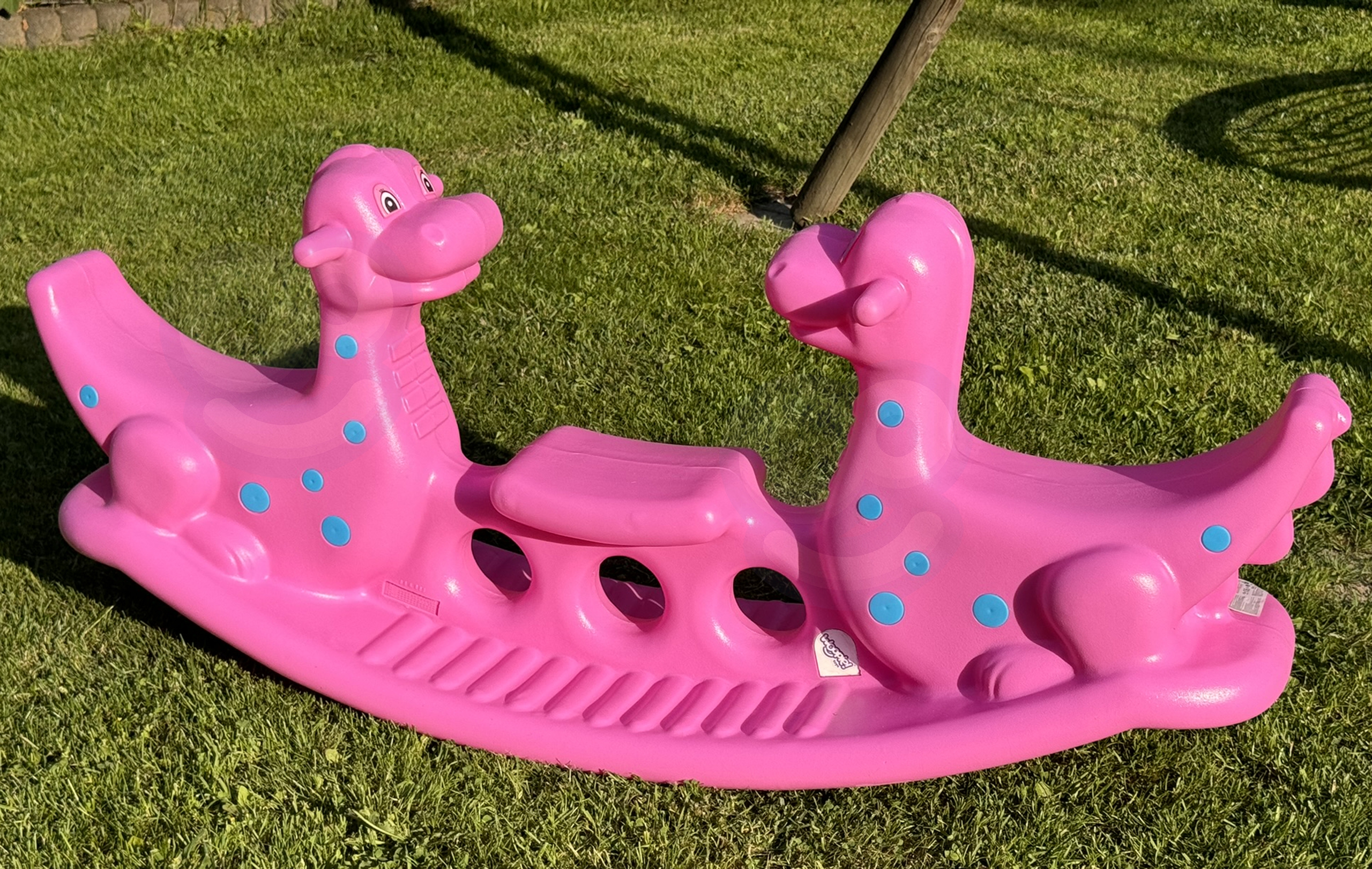Bujak wieloosobowy dino huśtawka równoważna różowa