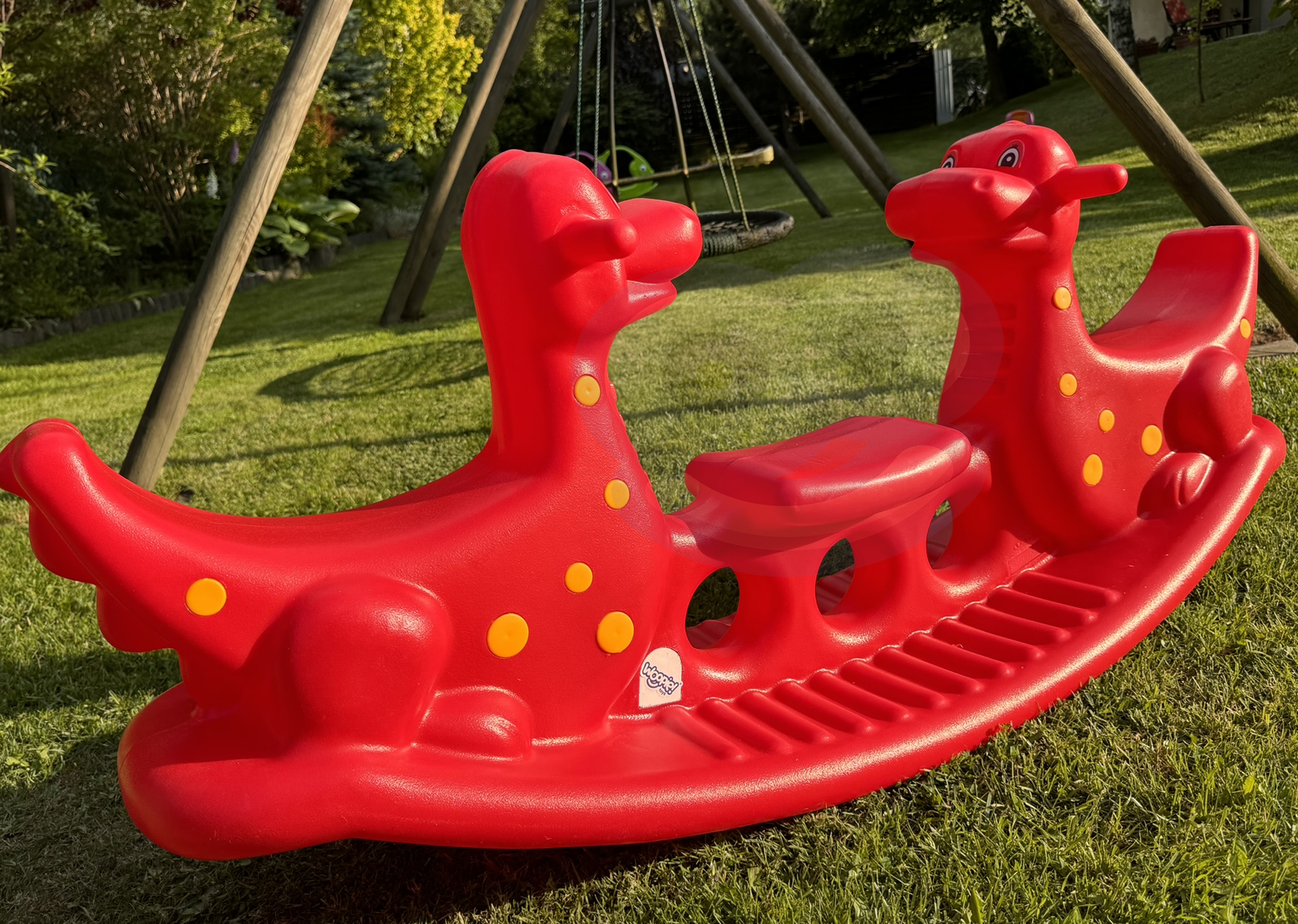 Bujak wieloosobowy dino huśtawka równoważna czerwona