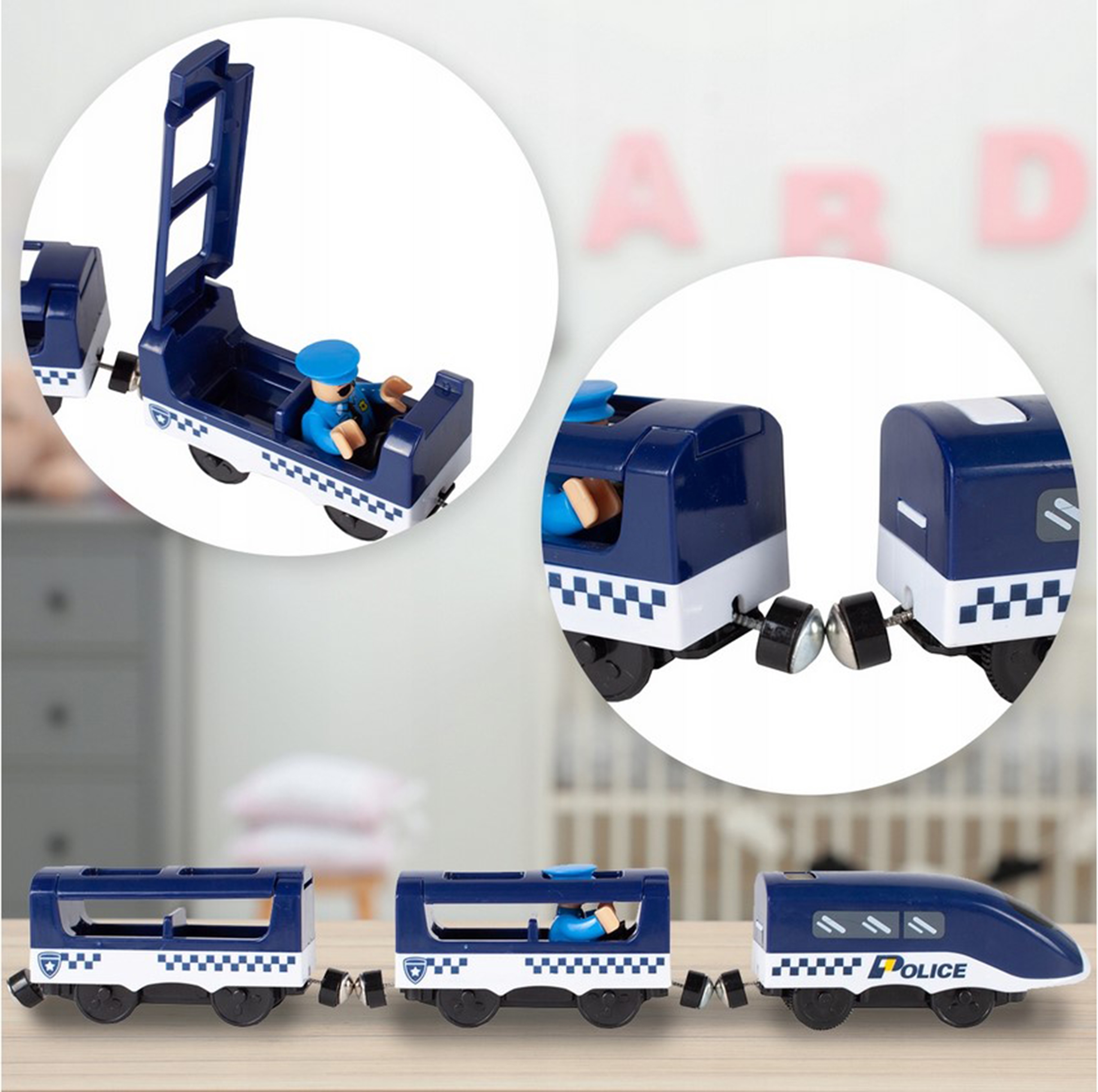 WOOPIE Electric Train Car Track Police Station Helicopter Cars 92 pcs.