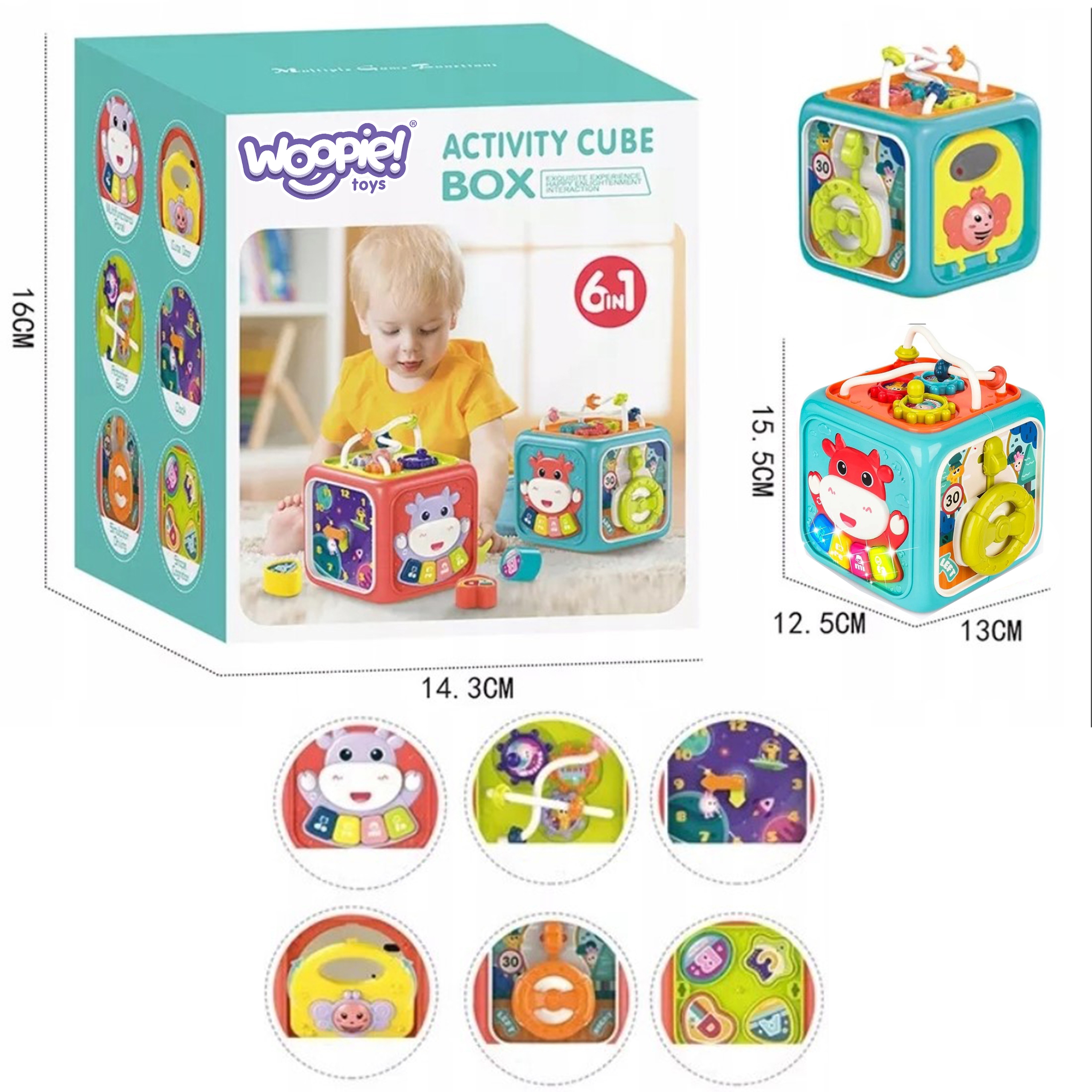 Interaktywna kostka sensoryczna edukacyjna montessori sorter 6w1