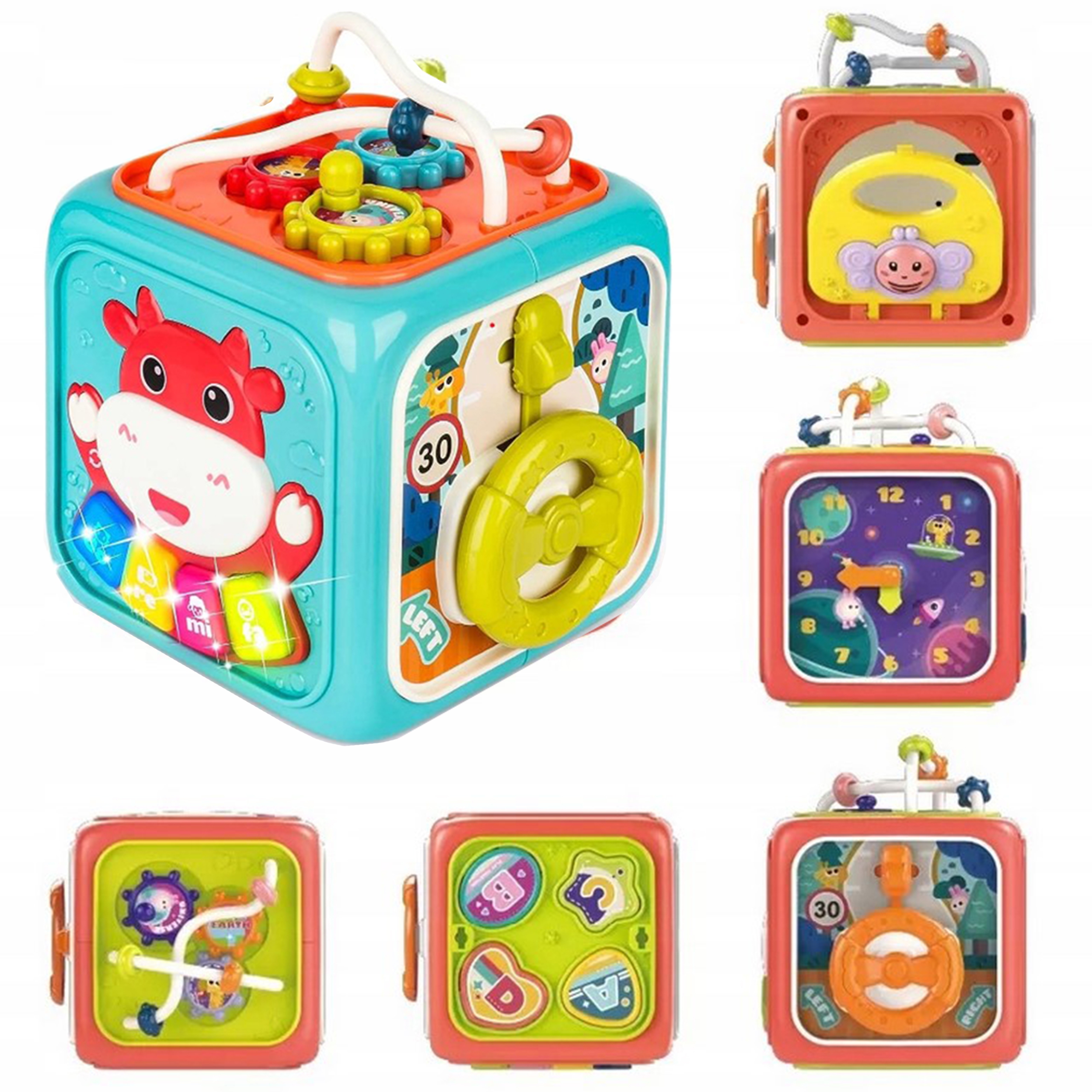 Interaktywna kostka sensoryczna edukacyjna montessori sorter 6w1