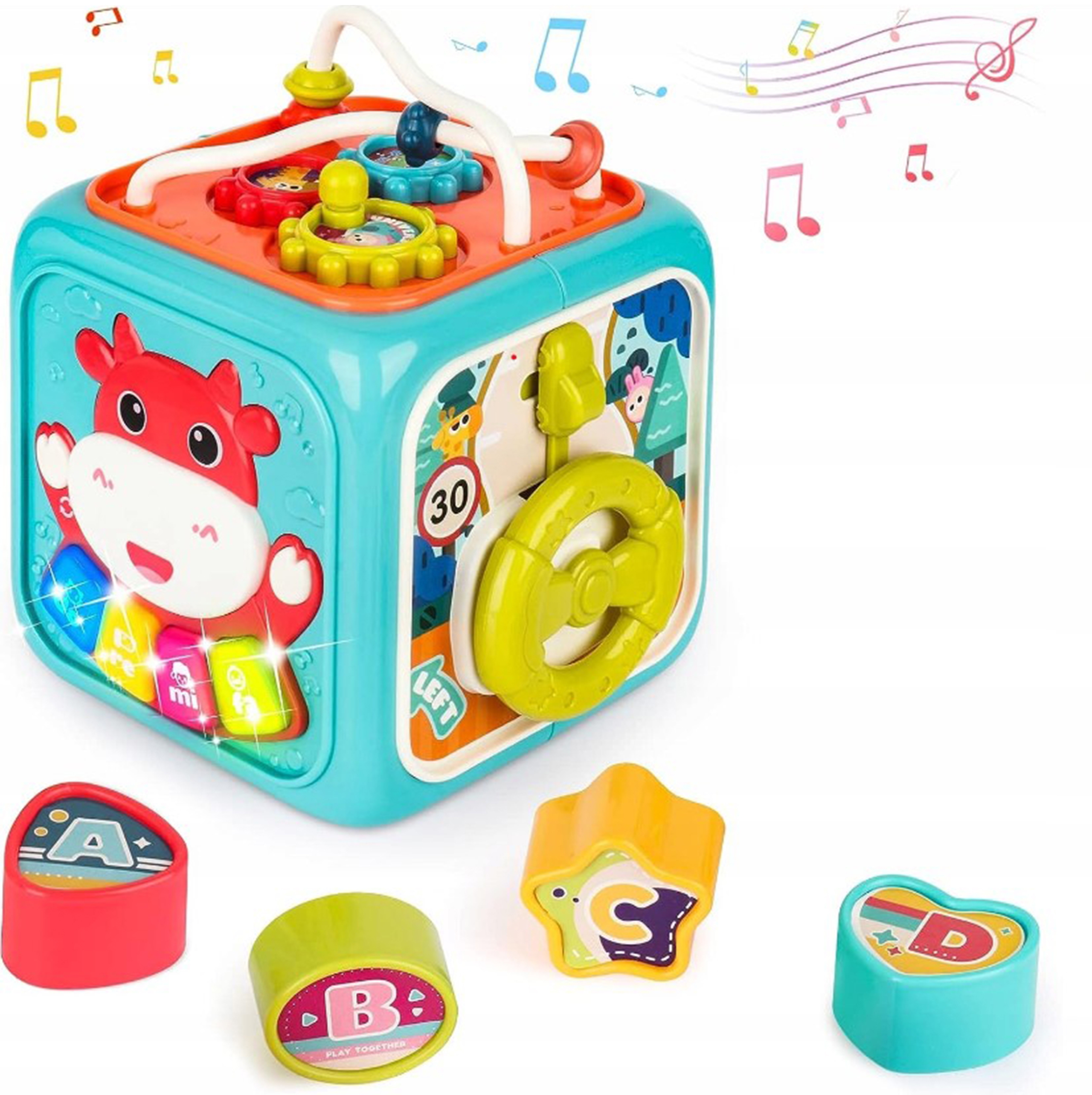 Interaktywna kostka sensoryczna edukacyjna montessori sorter 6w1