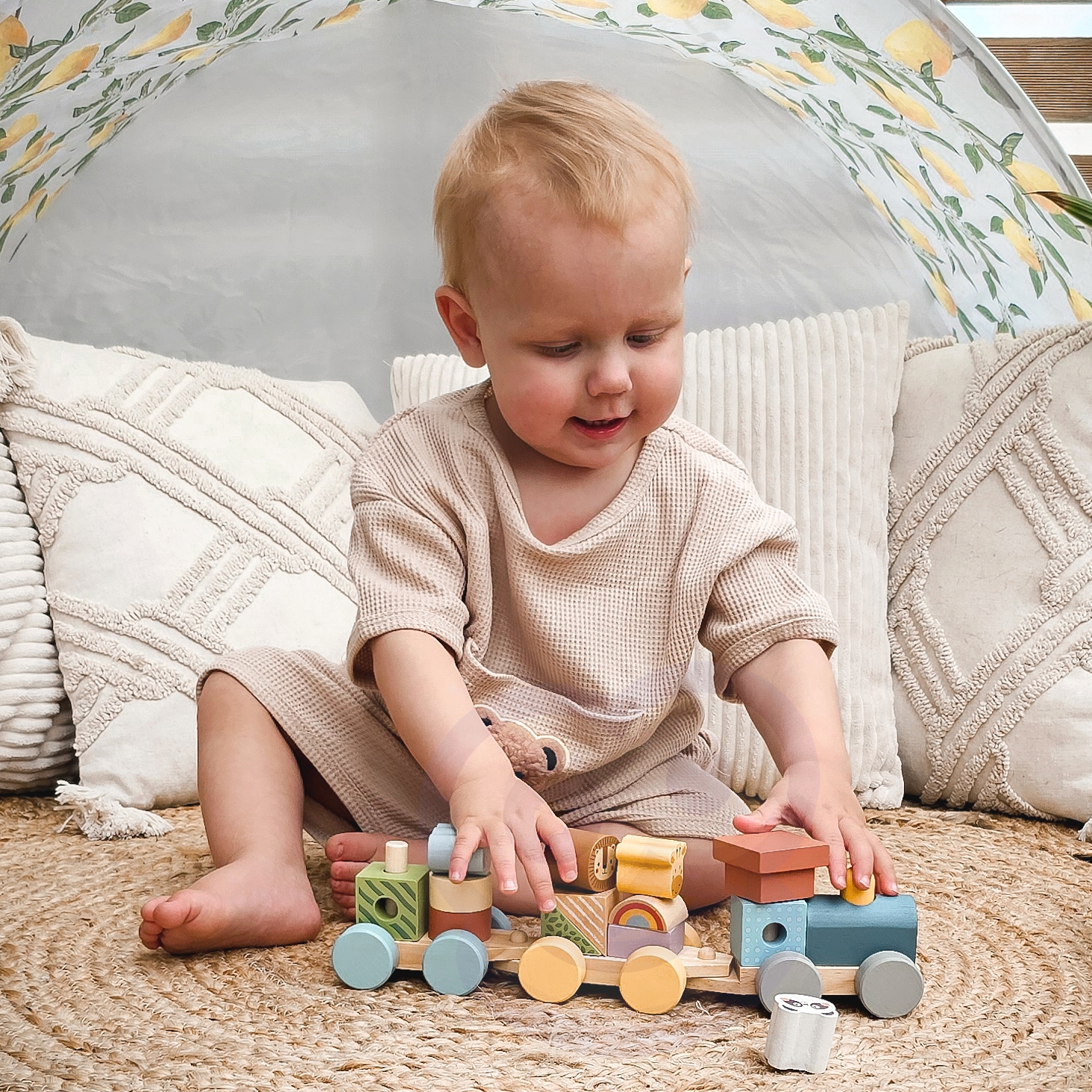 TOOKY TOY Kolejka Drewniana ze Zwierzątkami  Klocki Układanka Montessori