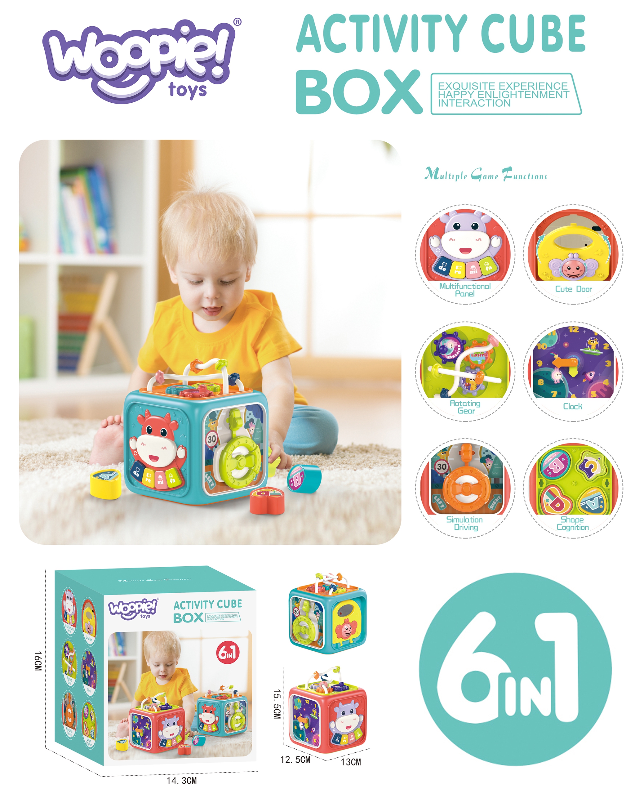 Interaktywna kostka sensoryczna edukacyjna montessori sorter 6w1