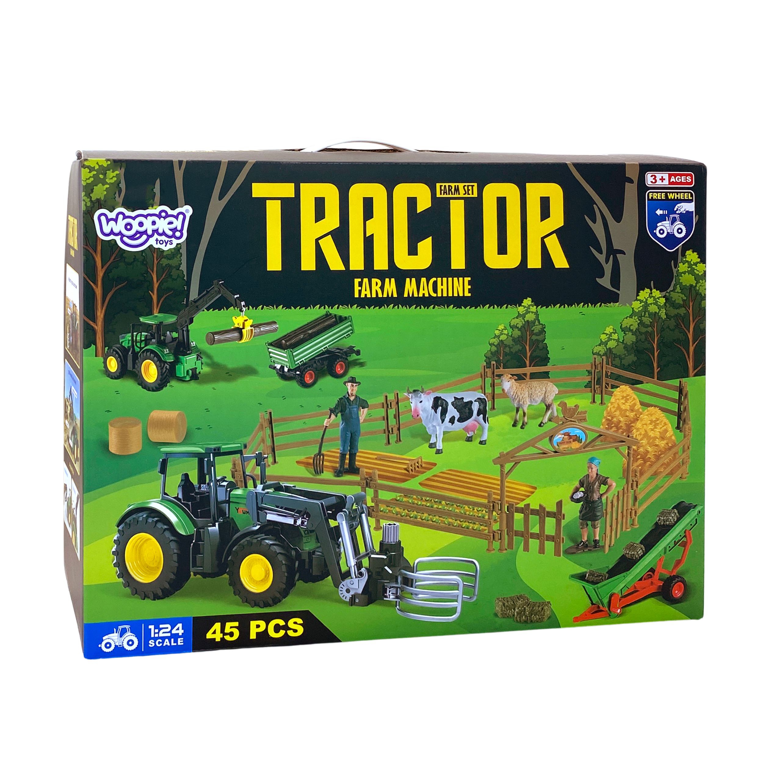 Zestaw maszyn rolniczych traktor ciągnik zagroda mini farma osada rolnicy