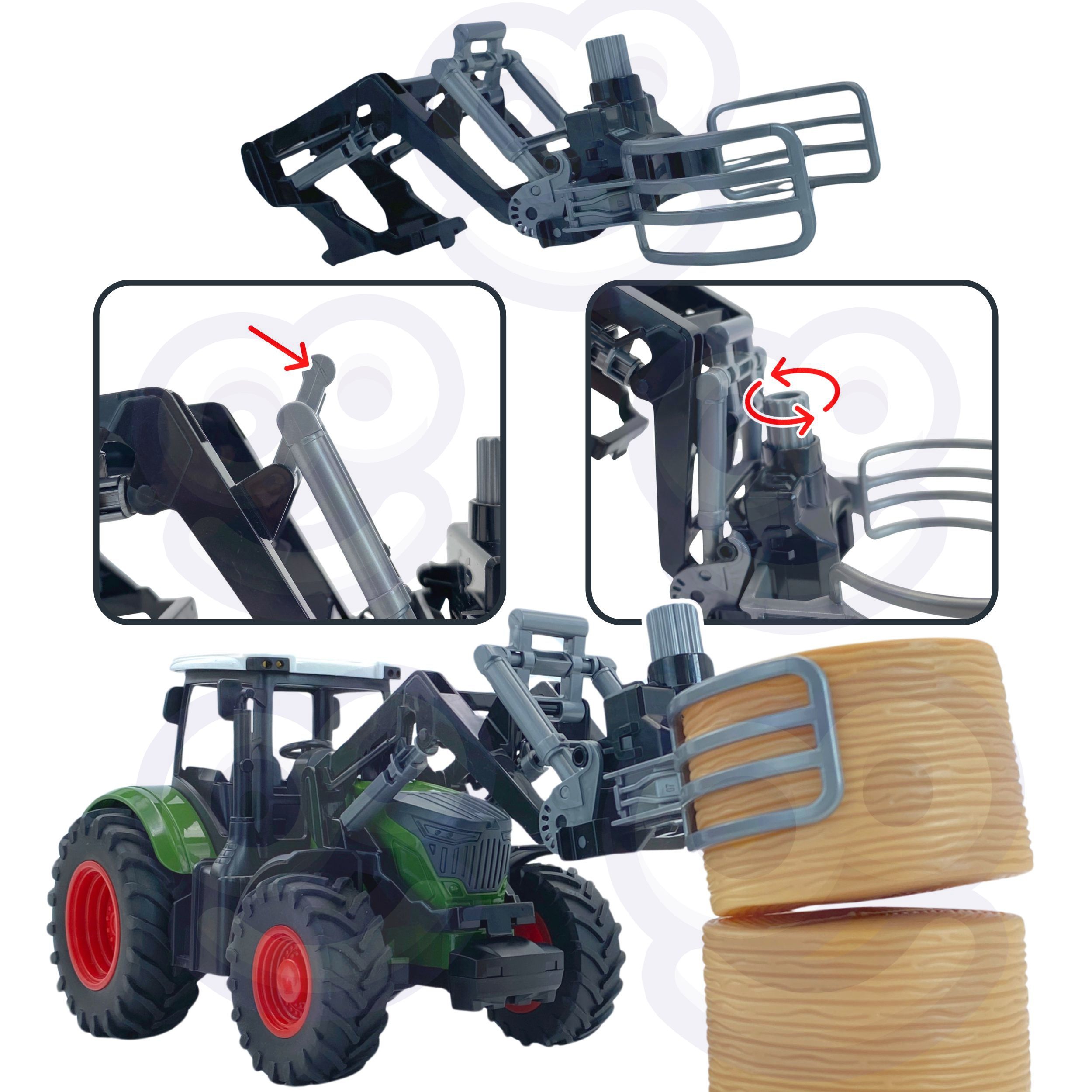 Zestaw maszyn rolniczych traktor ciągnik zagroda mini farma osada rolnicy