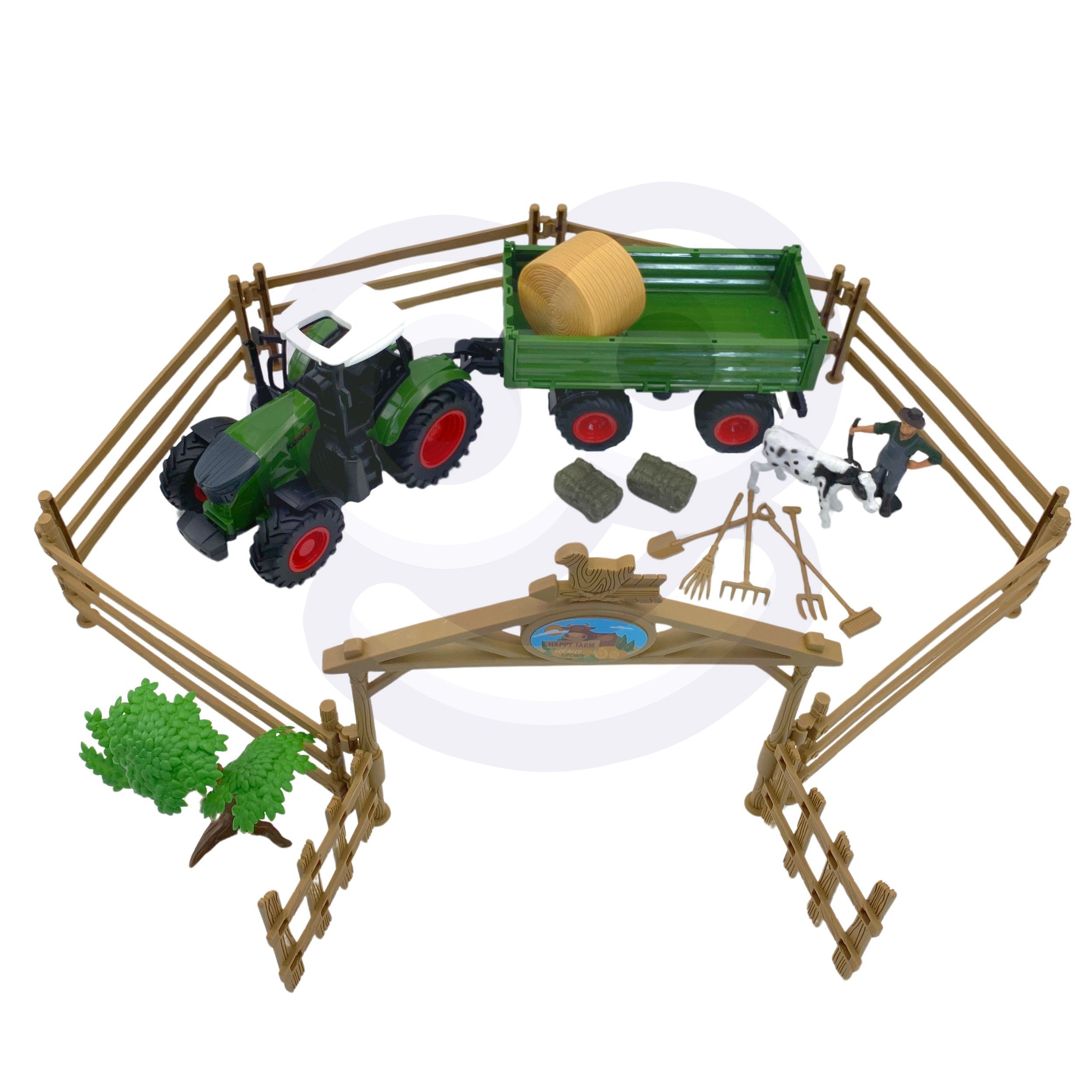 Zestaw mini farma traktor zwierzęta osada farma rolnik narzędzia