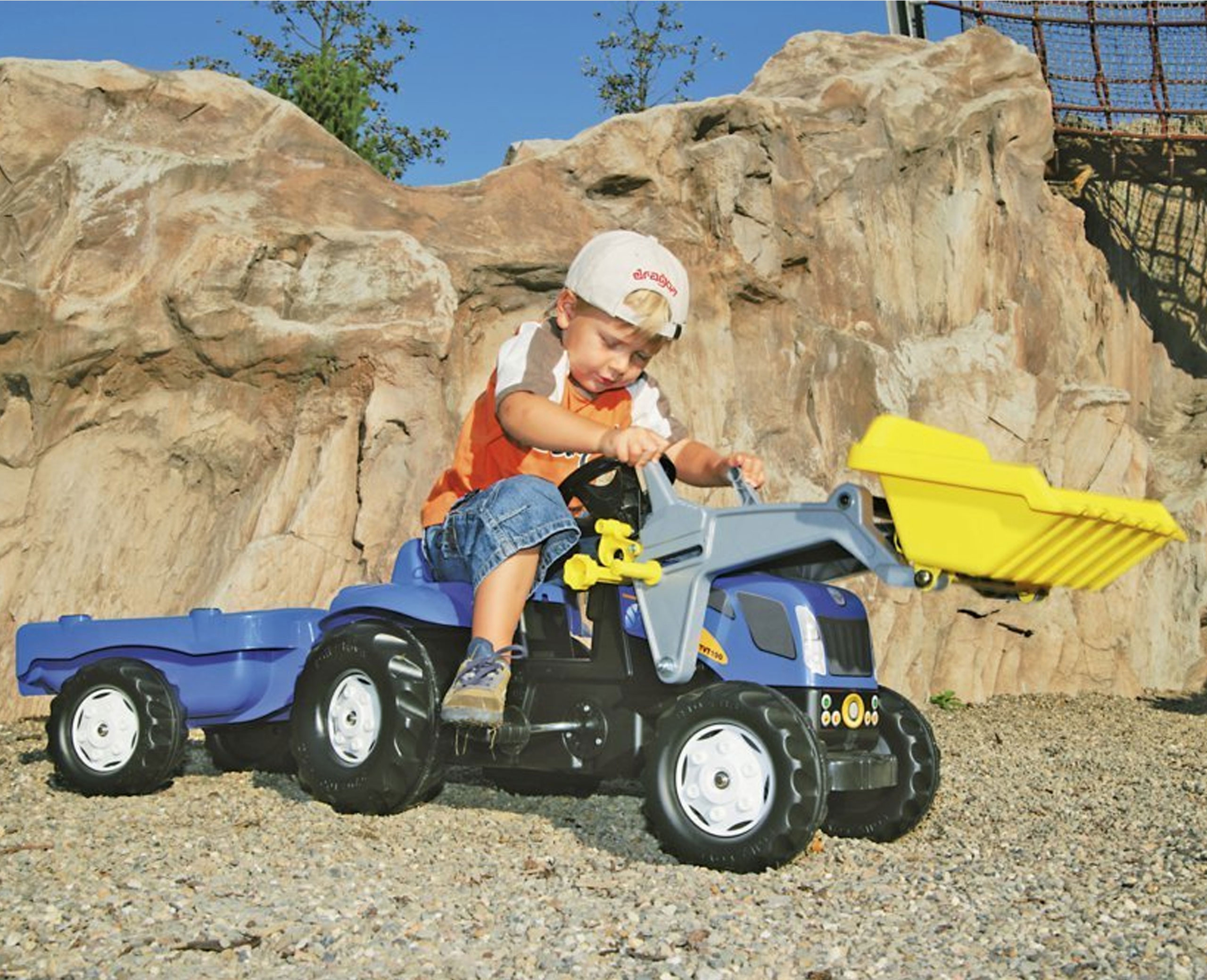 Rollykid-x new holland rollykid traktor z łyżką i przyczepką niebieski