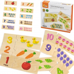 Viga Zestaw Drewniane Puzzle Dopasuj Liczby Układanka Montessori