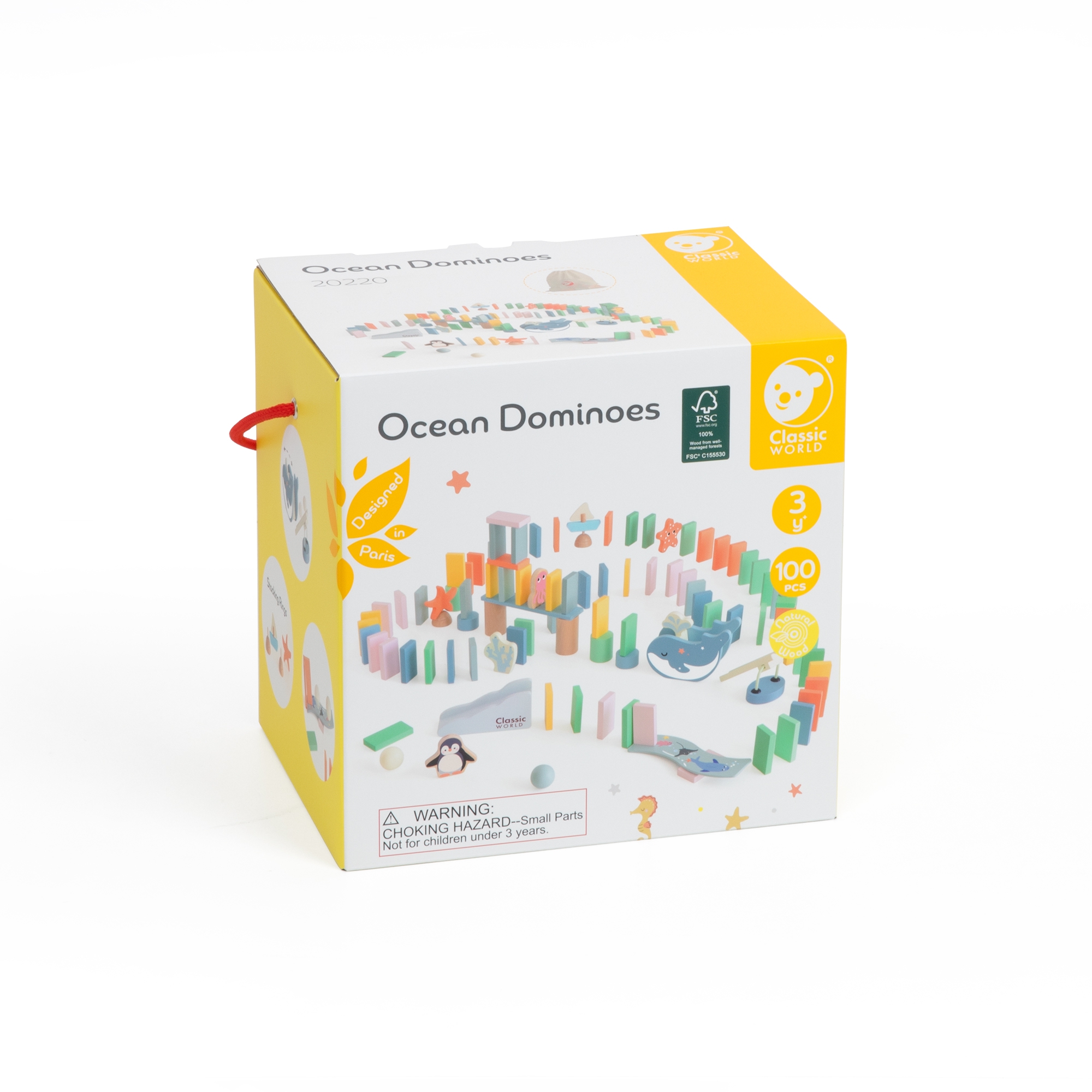 Drewniane domino tor logiczny przeszkód układanka montessori 100 el.