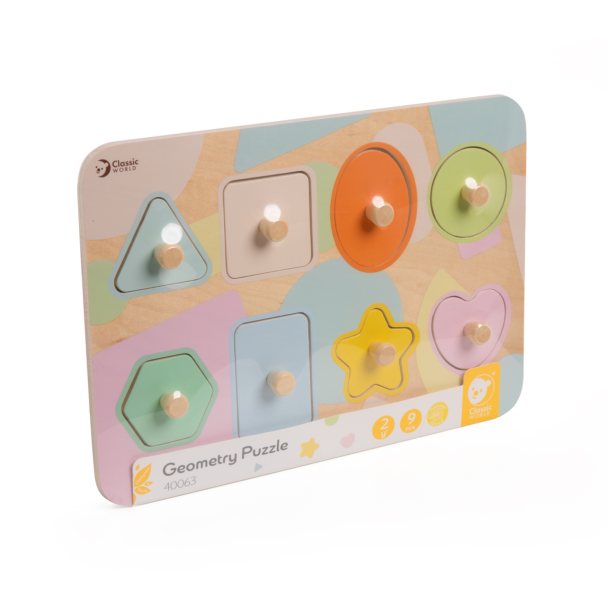 Układanka puzzle klocki geometryczne 9 el.