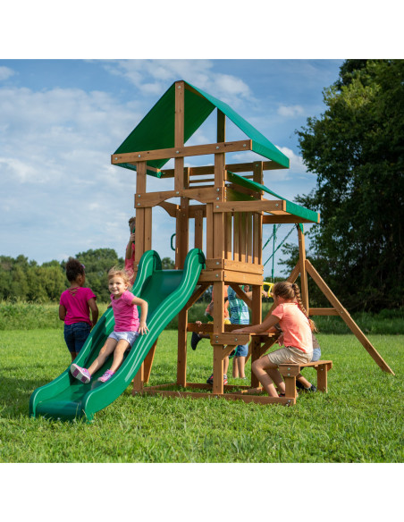 Drewniany plac zabaw Step 2 Belmont 6w1 zjeżdżalnia piaskownica Backyard Discovery