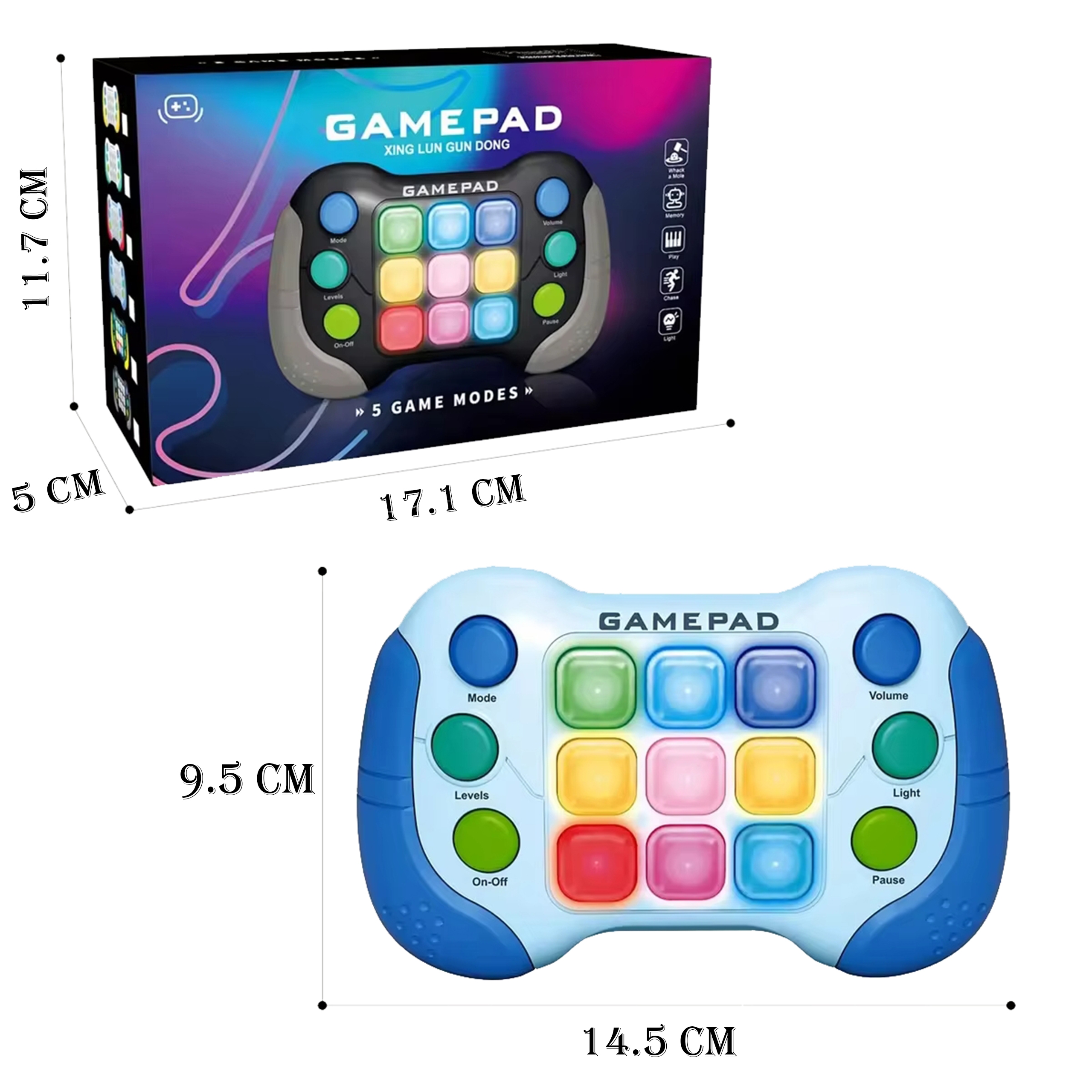 Elektroniczna gra zręcznościowa pop-it fidget toy gamepad niebieski
