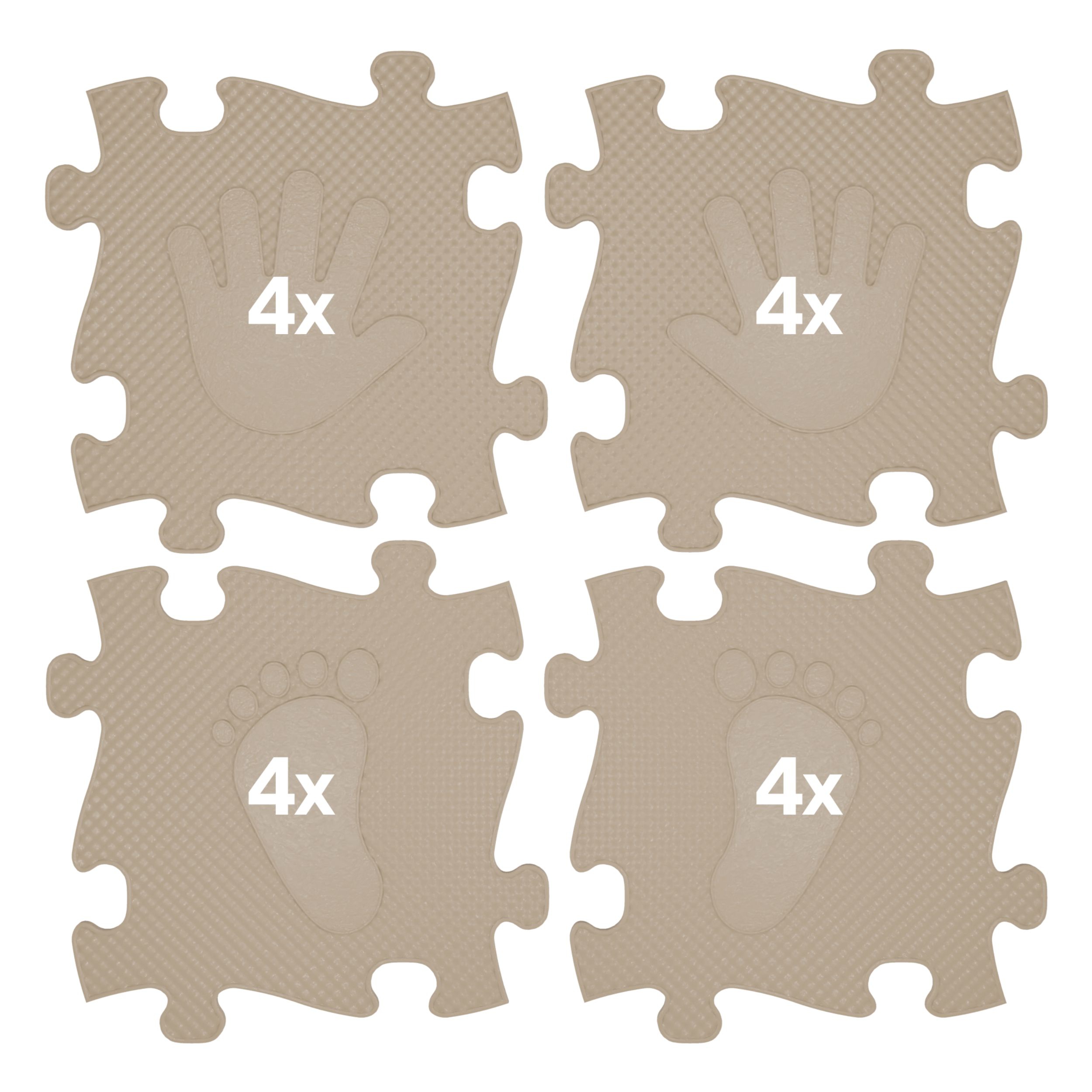 Mata sensoryczna ortopedyczna puzzle ręce i nogi 16 el. - kolor beżowy