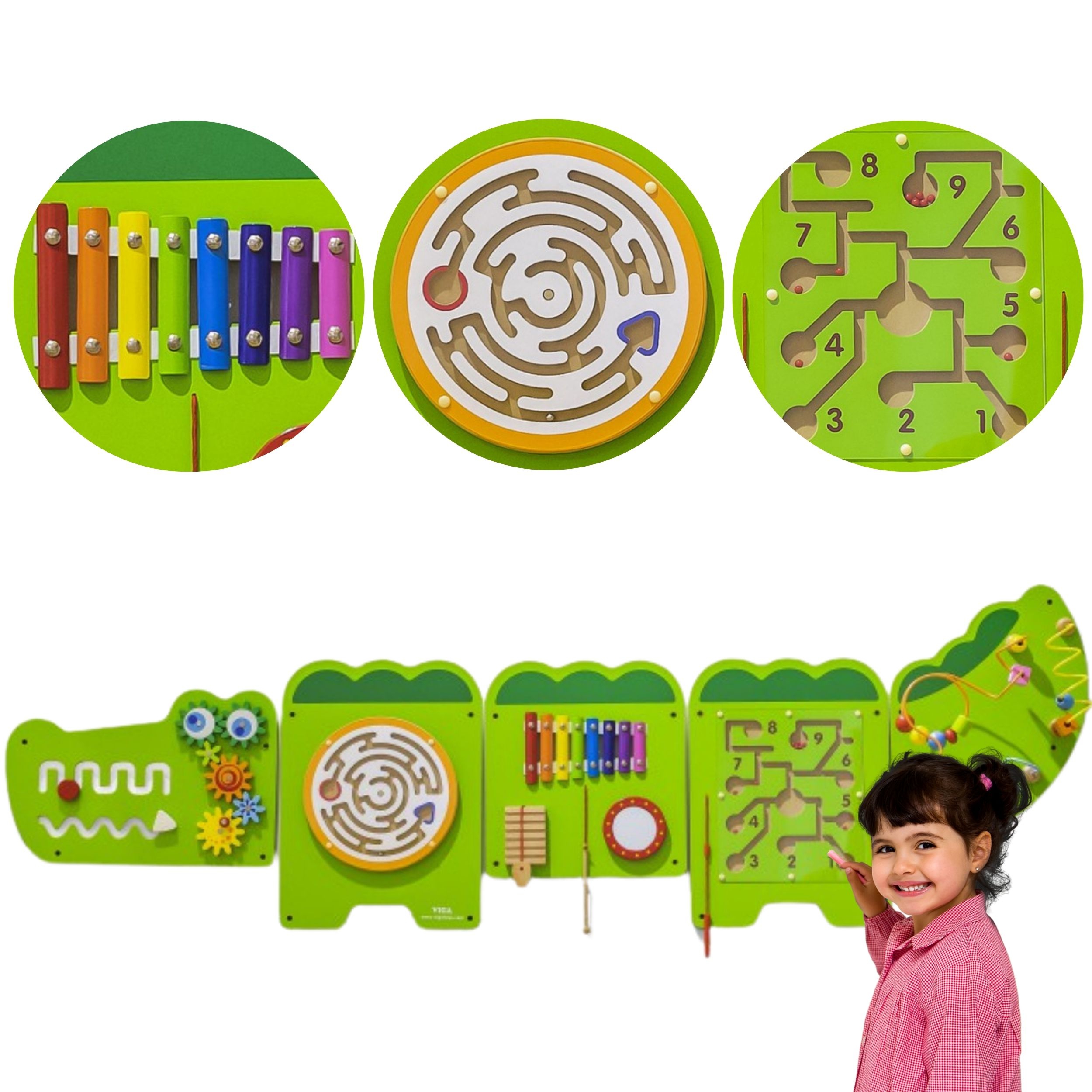 Tablica sensoryczna manipulacyjna krokodyl certyfikat fsc montessori
