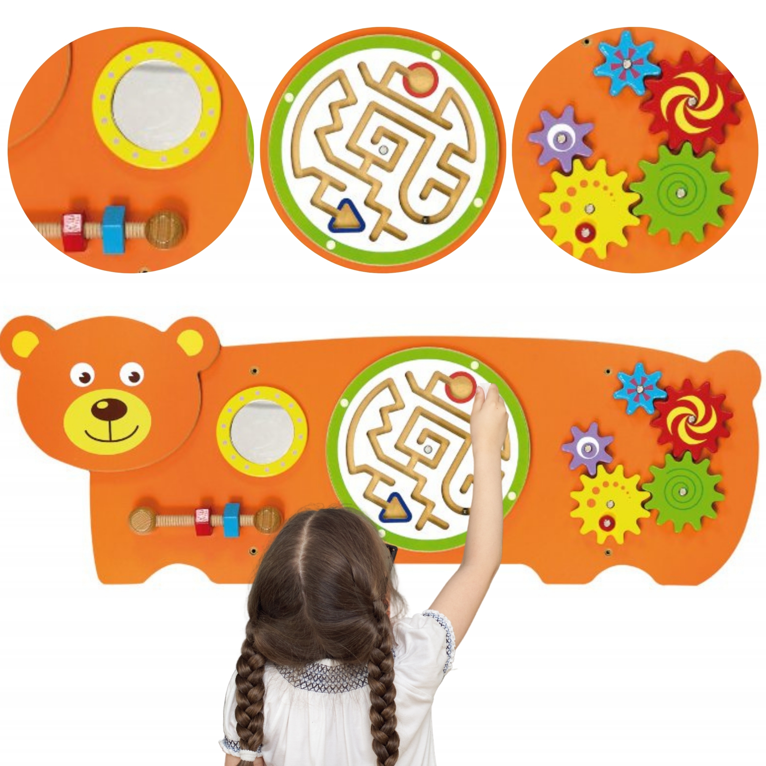 Tablica sensoryczna manipulacyjna miś certyfikat fsc montessori