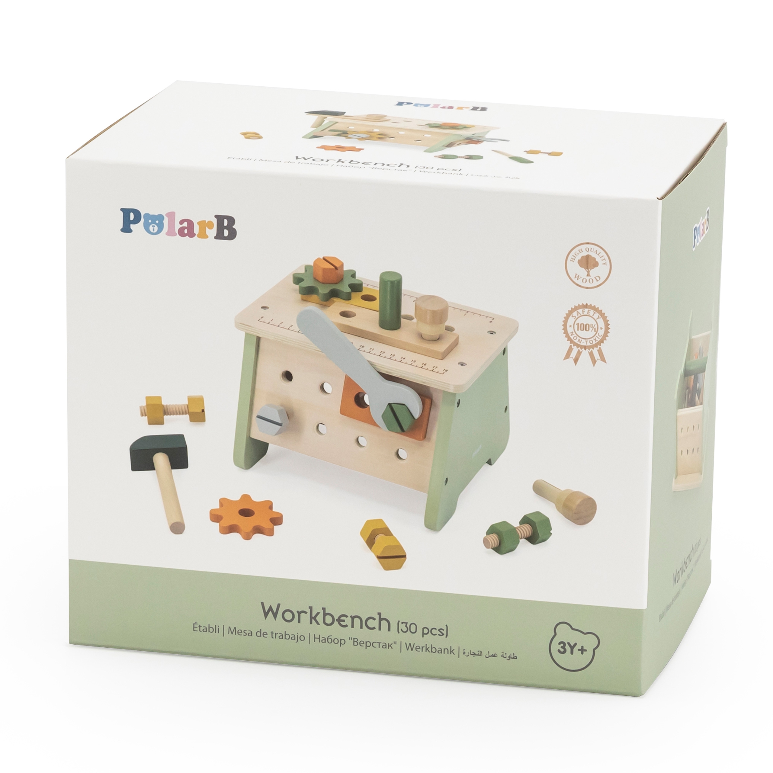 Polarb mini warsztat 2w1 skrzynka z narzędziami zestaw drewniany