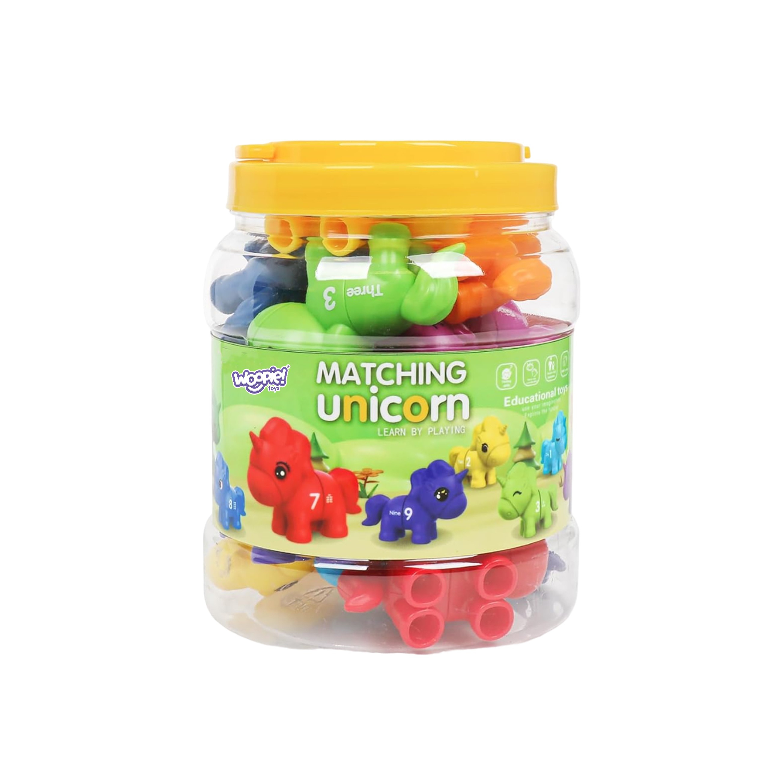 Zestaw nauka liczb kolorów montessori figurki jednorożce do składania "dopasuj cyferki" 13 el.