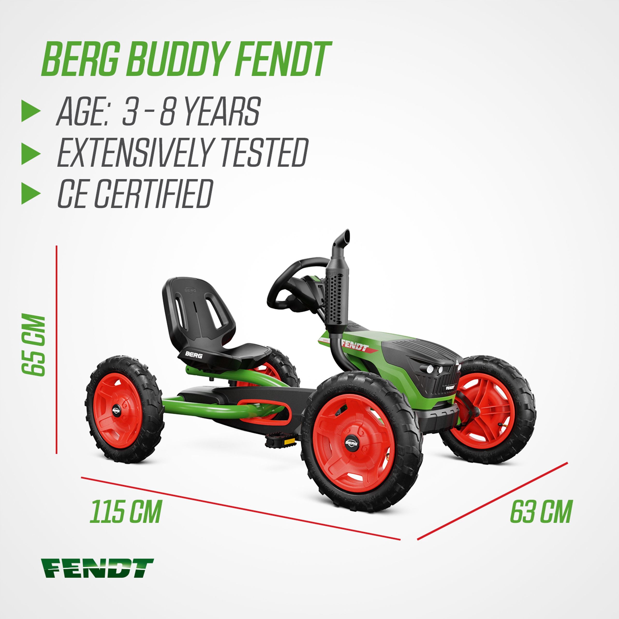 Gokart na pedały buddy fendt nowy model zielony
